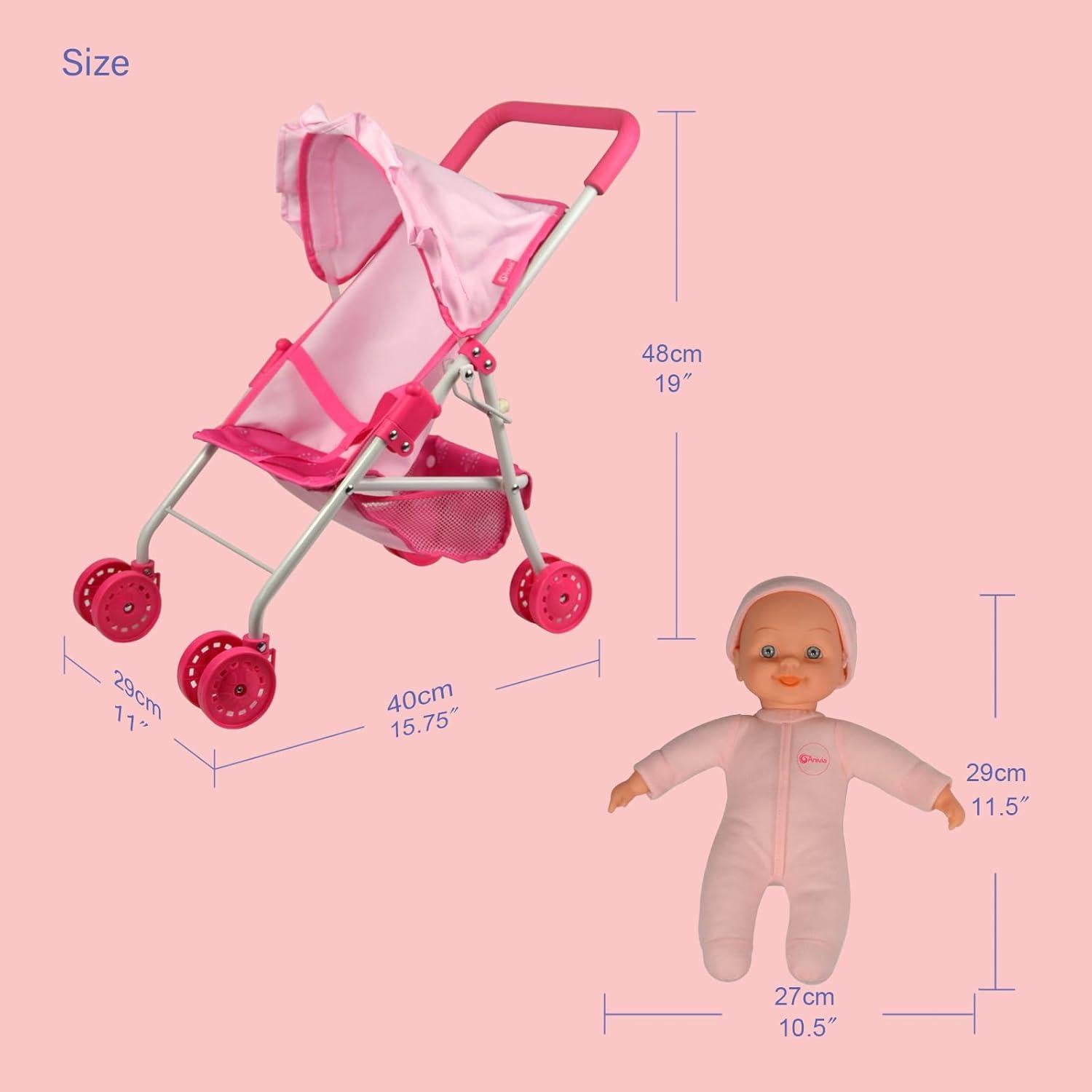 Carrito de Muñecas Anivia DA004L Rosa con Accesorios