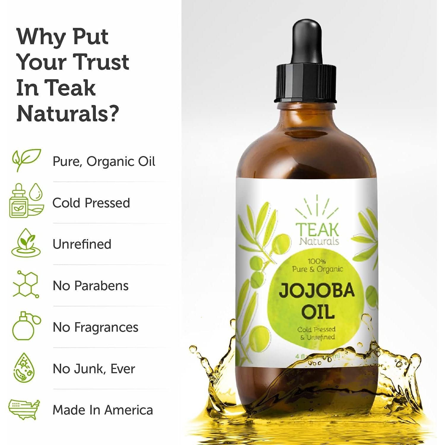 Aceite de Jojoba Orgánico Prensado en Frío Teak Naturals 113g