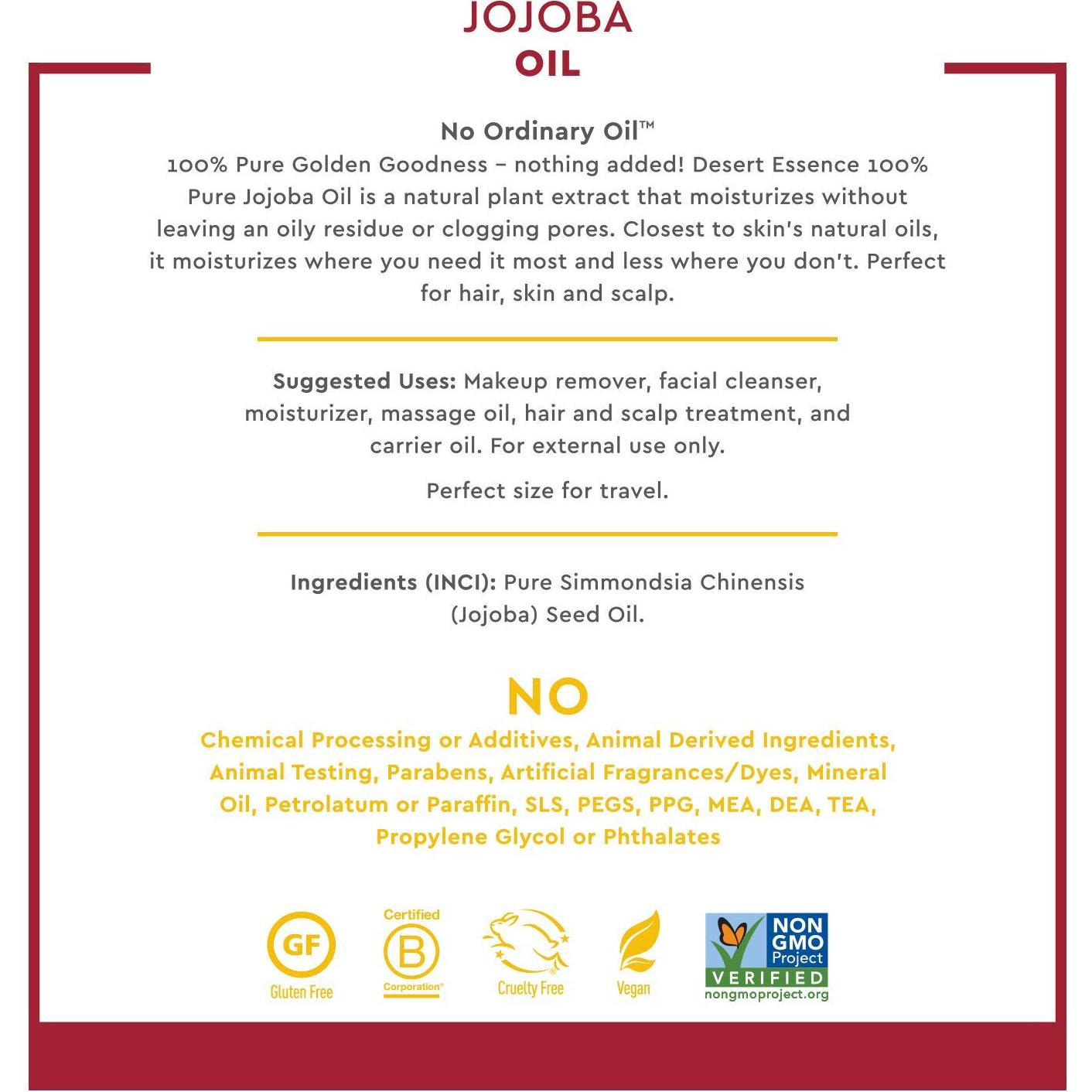 Aceite de Jojoba Puro Desert Essence 59 ml - Hidratante Facial y Capilar