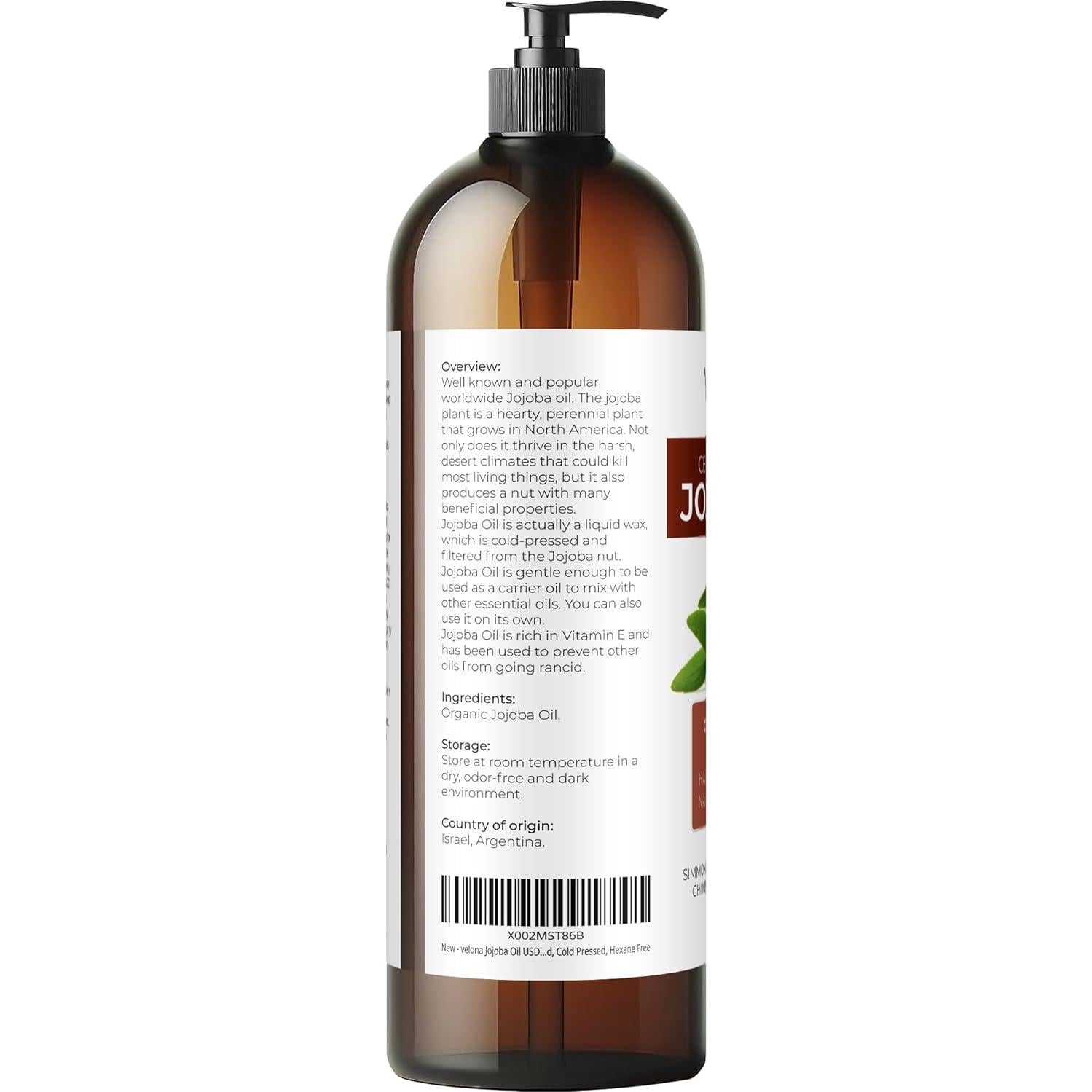 Aceite de Jojoba Orgánico Velona 946 ml - Puro y Natural