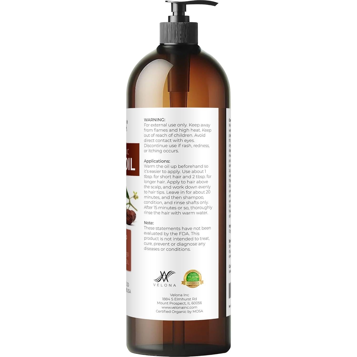 Aceite de Jojoba Orgánico Velona 946 ml - Puro y Natural