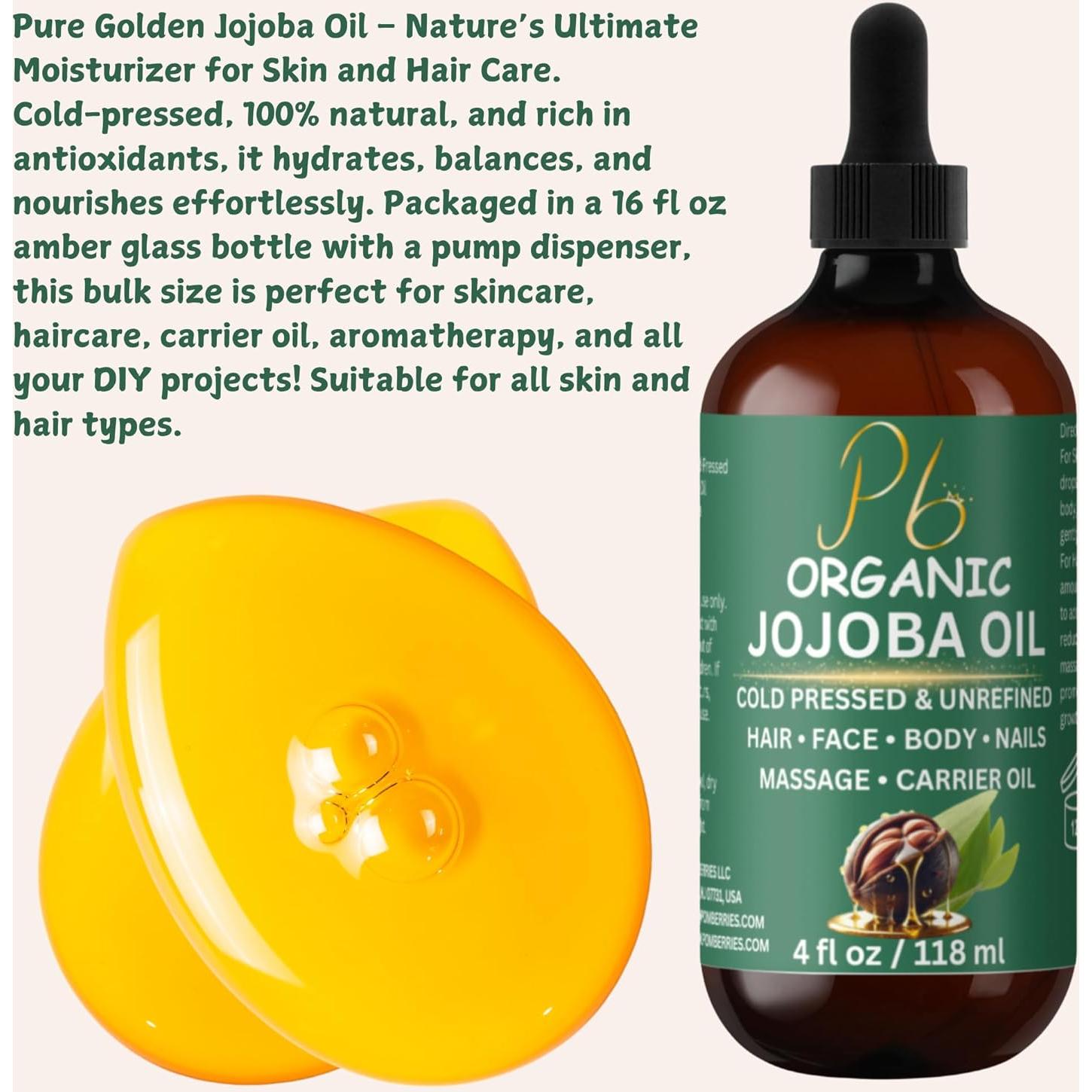 Aceite de Jojoba Orgánico 100% Puro 118 ml - Pomberries