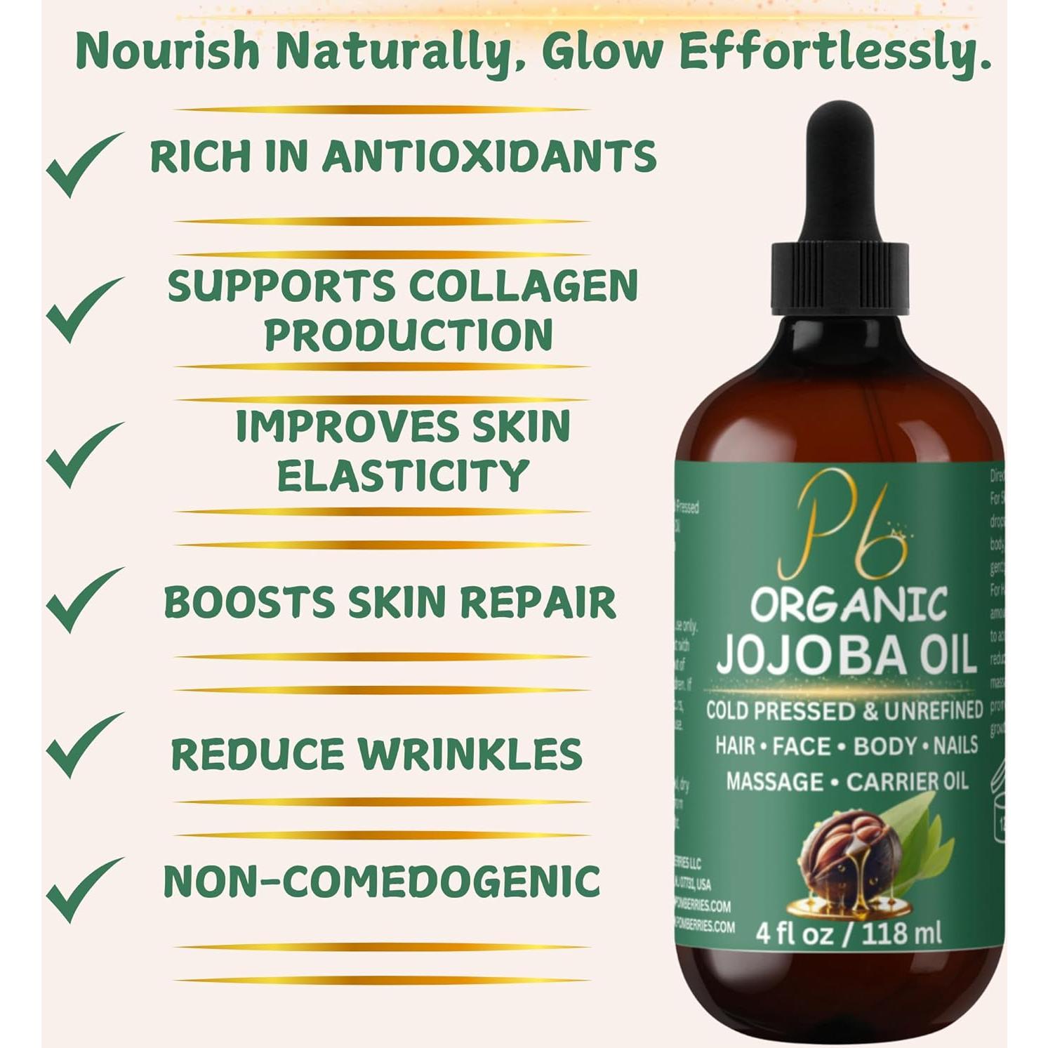 Aceite de Jojoba Orgánico 100% Puro 118 ml - Pomberries