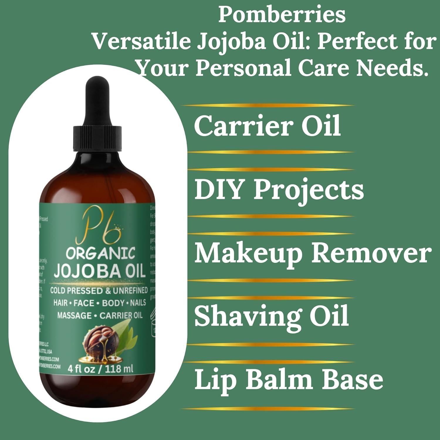 Aceite de Jojoba Orgánico 100% Puro 118 ml - Pomberries