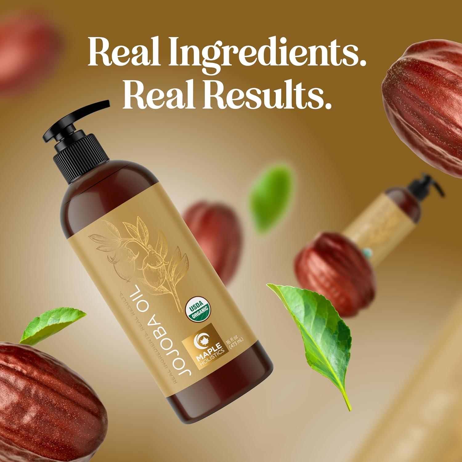 Aceite de Jojoba Orgánico Maple Holistics 473 ml - Puro y Sin Refinar