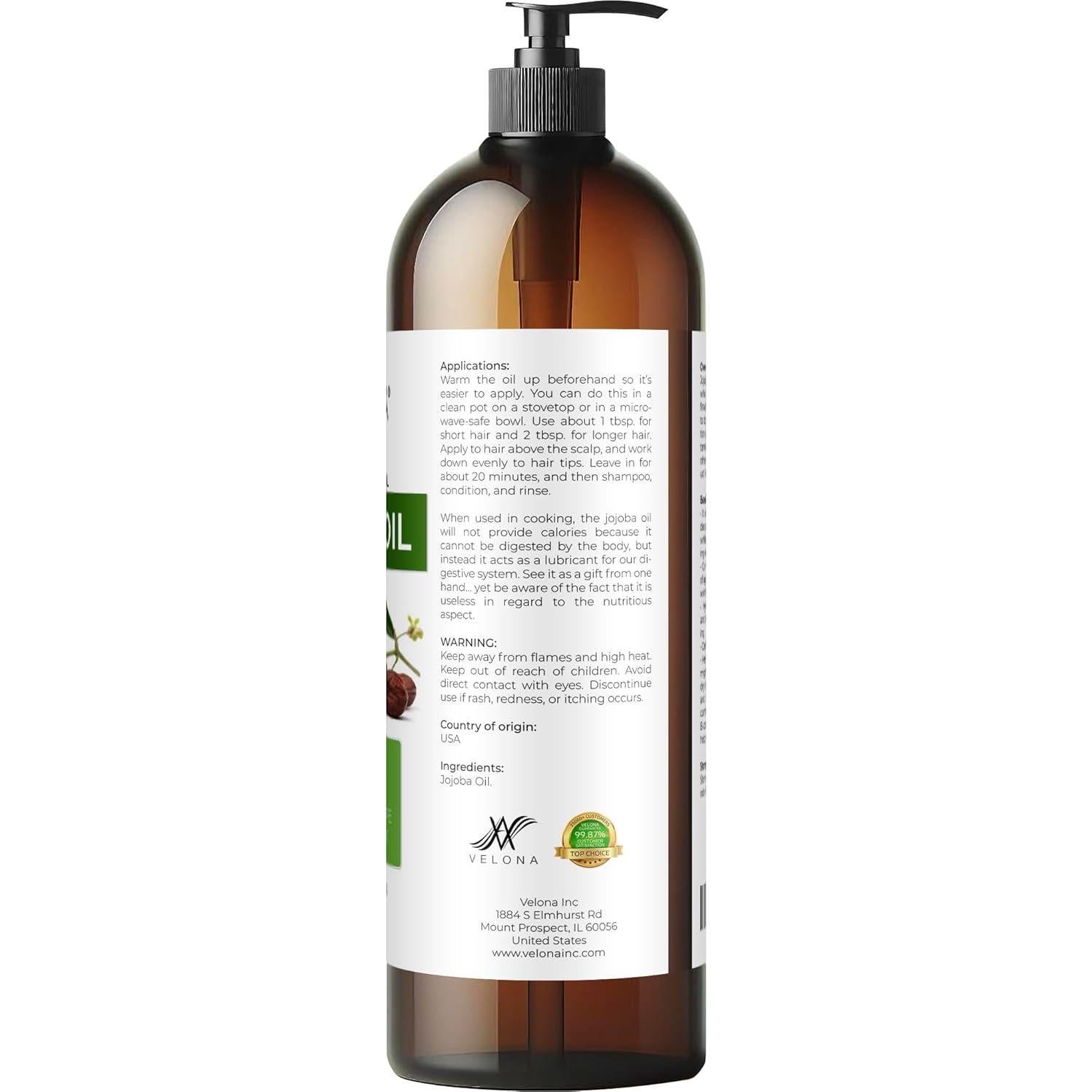 Aceite de Jojoba Velona 946 ml 100% Puro y Natural Hidratante