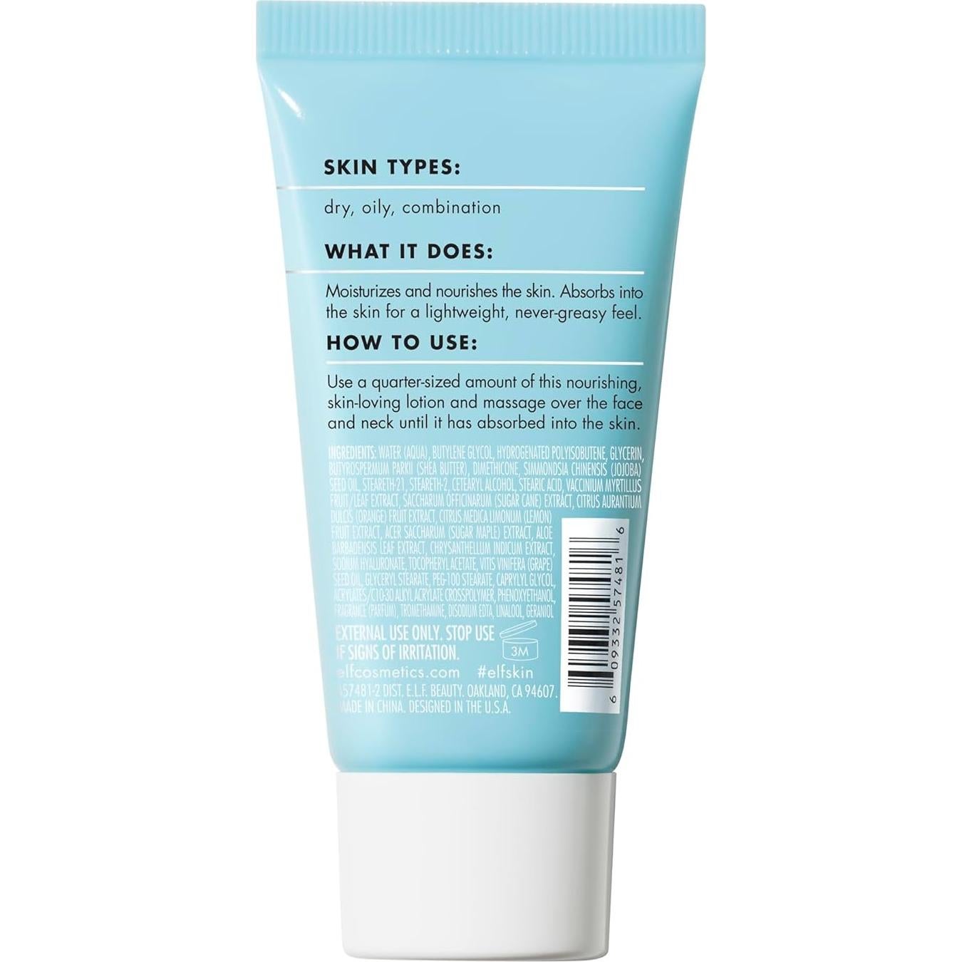 Hidratante Facial e.l.f. 27.93 ml - Ultra Hidratante con Aloe