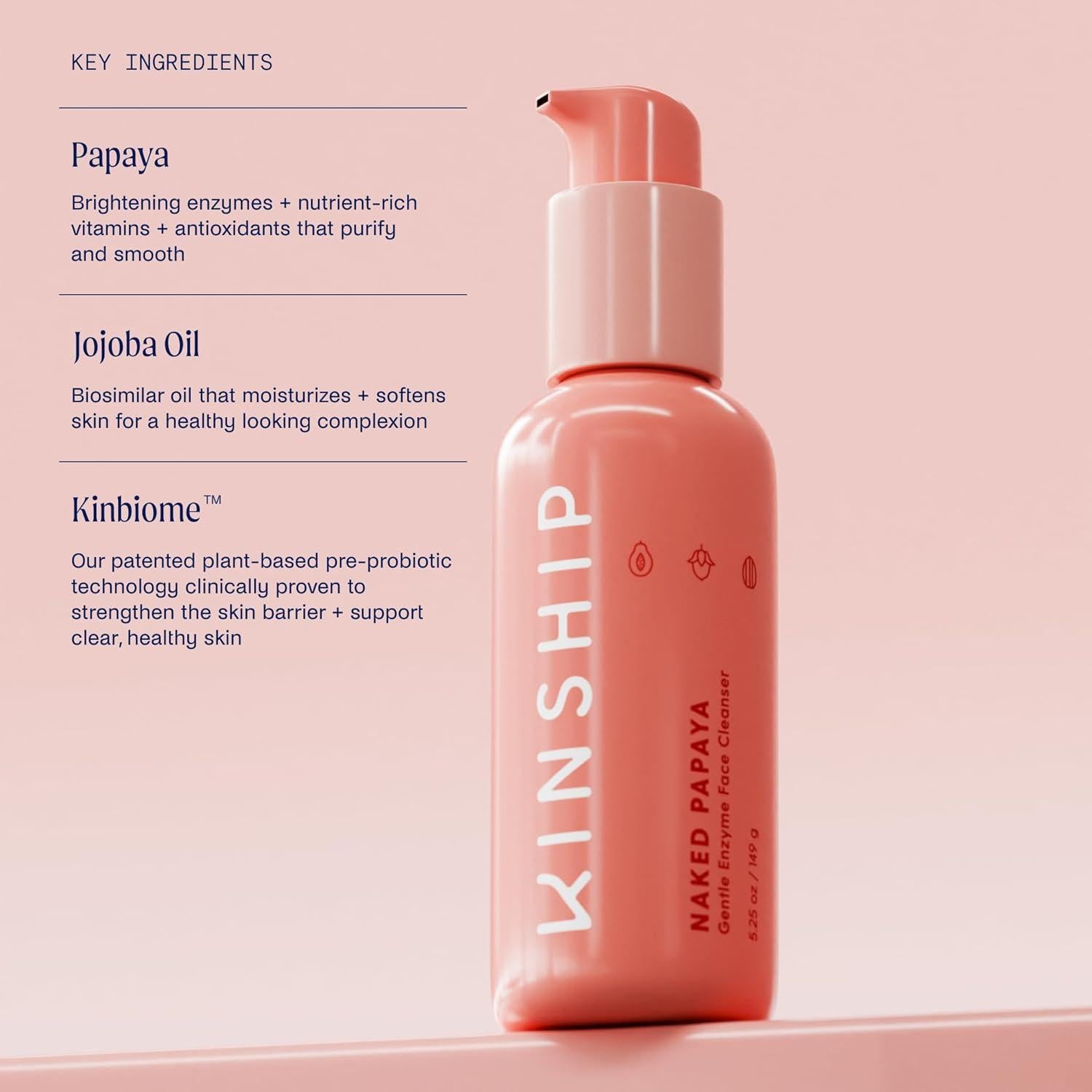 Limpiador Facial Hidratante Kinship Naked Papaya 177 g