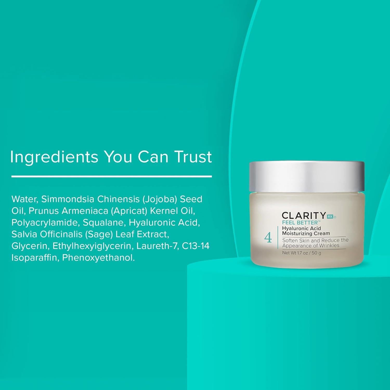 Crema Hidratante Facial ClarityRx 14.79 ml con Ácido Hialurónico