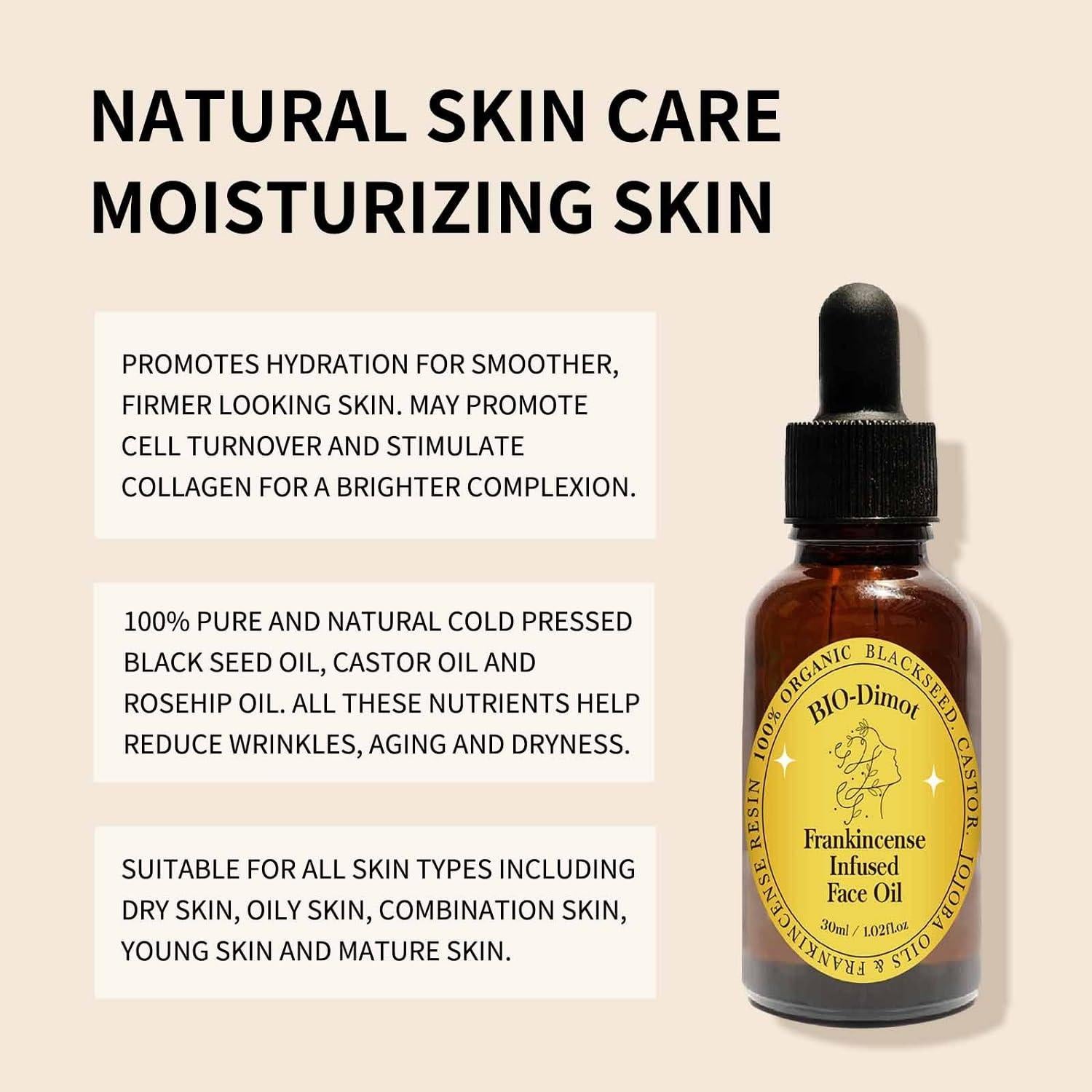 Aceite Facial Orgánico de Incienso LOYOTICE 30ml Hidratante Anti-Envejecimiento