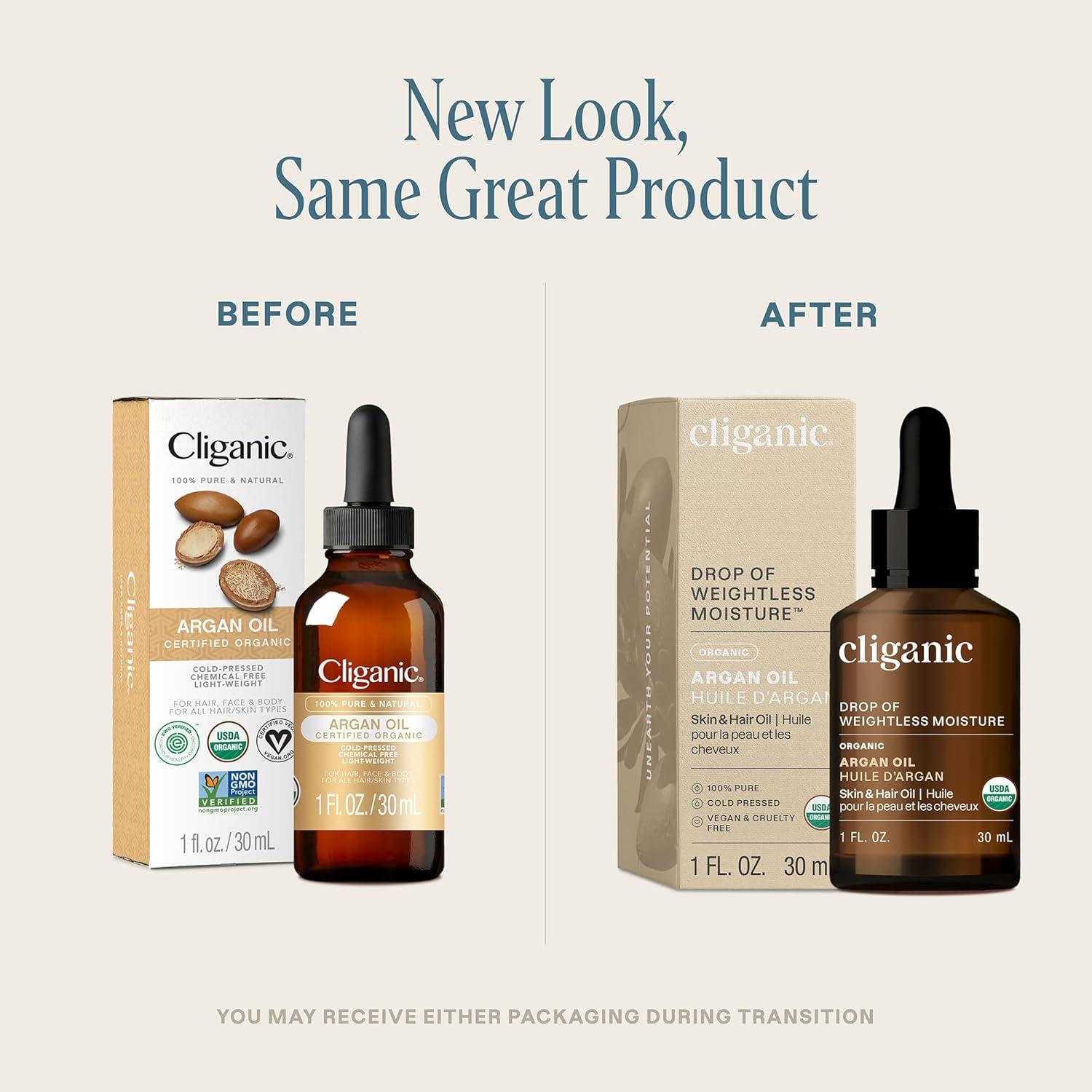 Aceite de Argán Orgánico Cliganic 100% Puro 80g - Cabello, Cara y Piel