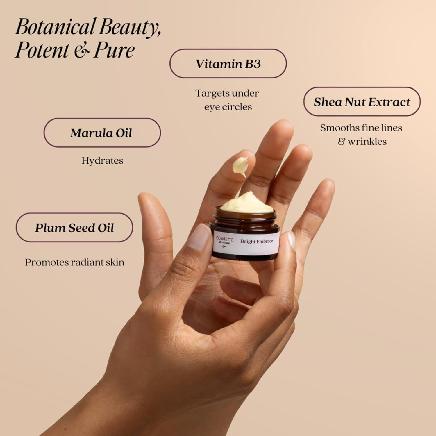 Crema para Ojos Cosmette 14.79 ml - Hidratante Vegana con Vitamina B3