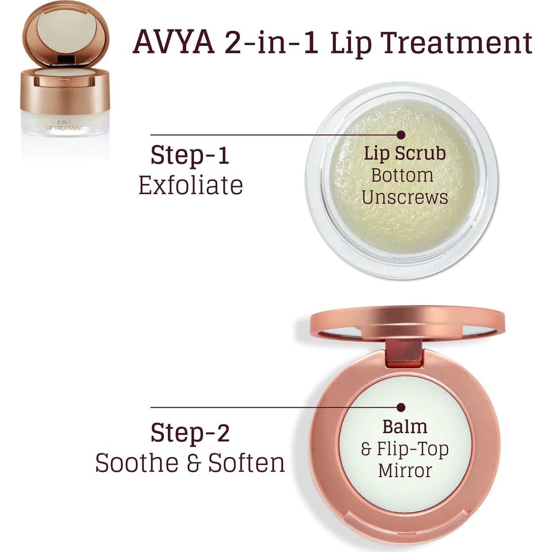 Avya Tratamiento de Labios 2 en 1 Exfoliante y Bálsamo 1.98g