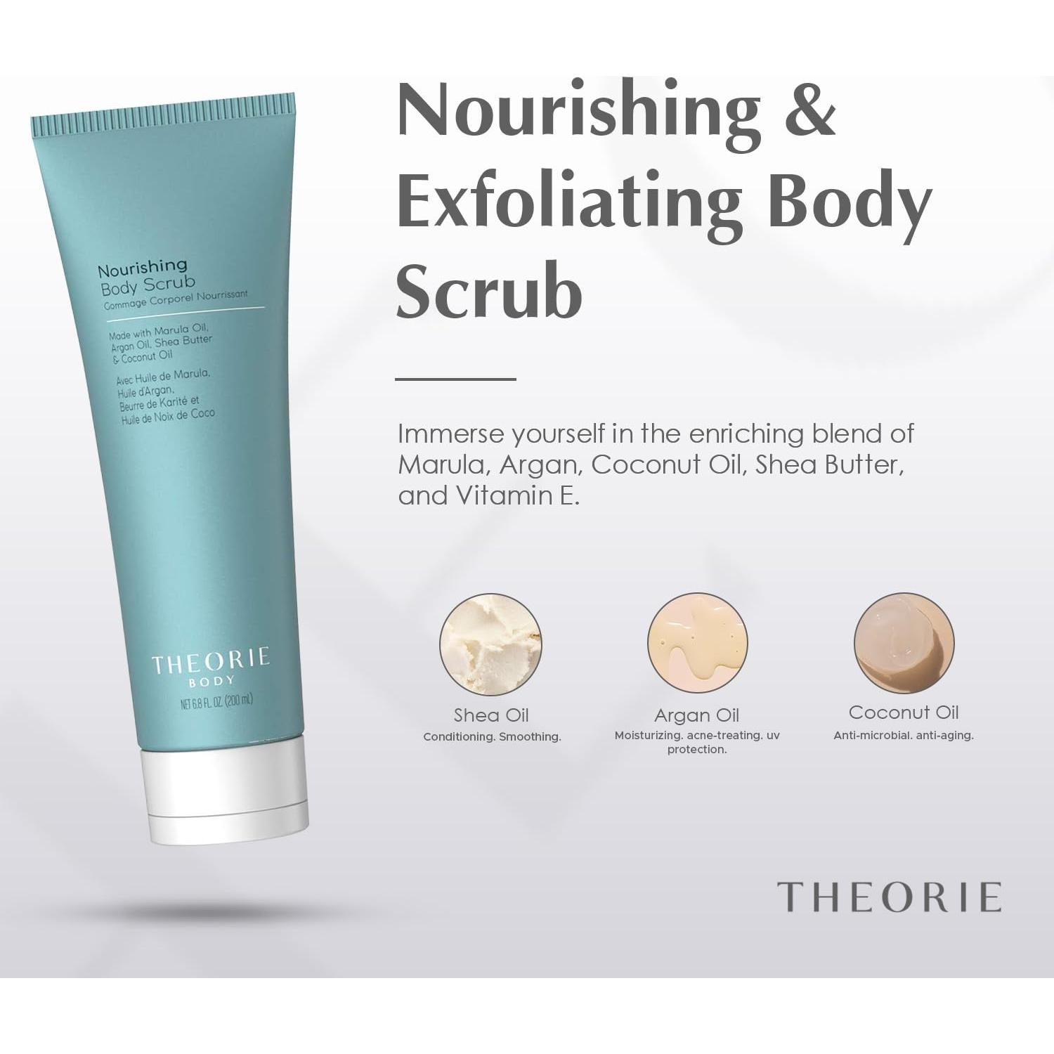 Exfoliante Corporal Theorie 200ml - Marula, Argán, Coco, Karité