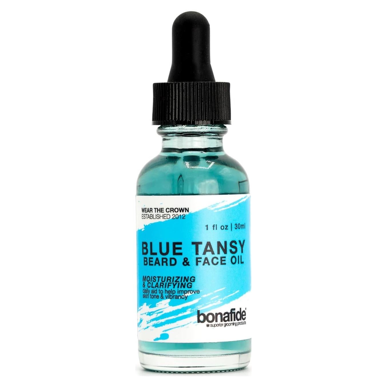 Bona Fide Pomade Blue Tansy Beard & Face Oil 1 oz. | Moisturizing & Clarifying daily Aid to help Improve Skin Tone & Vibrancy