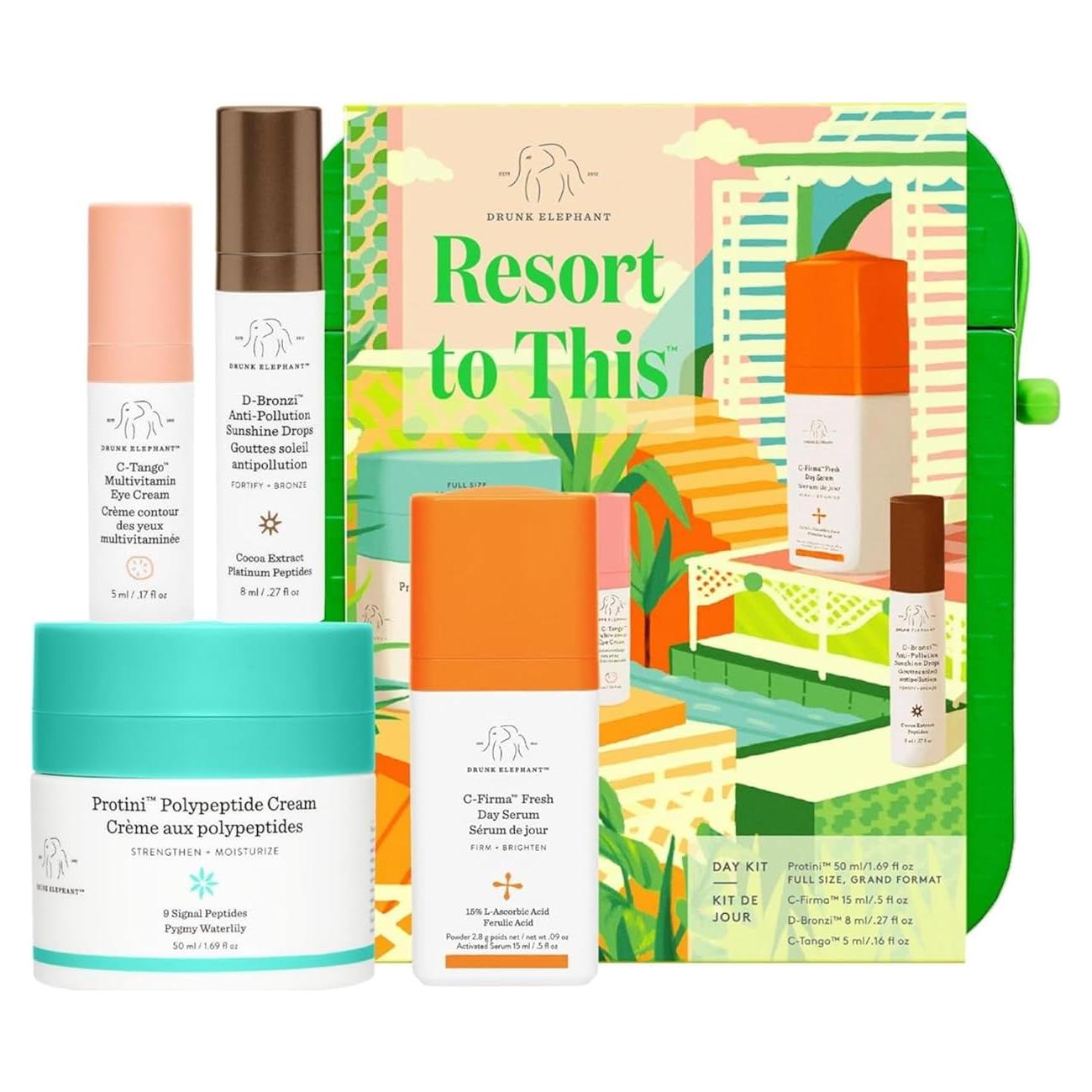 Kit de Cuidado Facial Drunk Elephant - Crema Protini 50ml, C-Firma 15ml, D-Bronzi 8ml, C-Tango 5ml