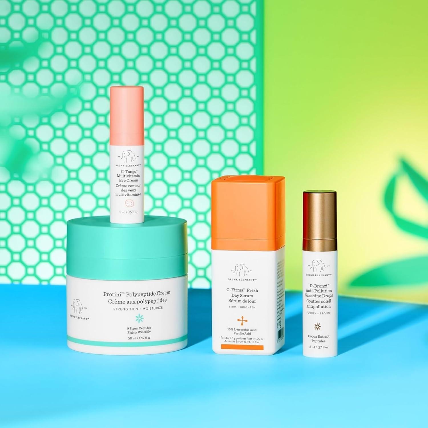 Kit de Cuidado Facial Drunk Elephant - Crema Protini 50ml, C-Firma 15ml, D-Bronzi 8ml, C-Tango 5ml