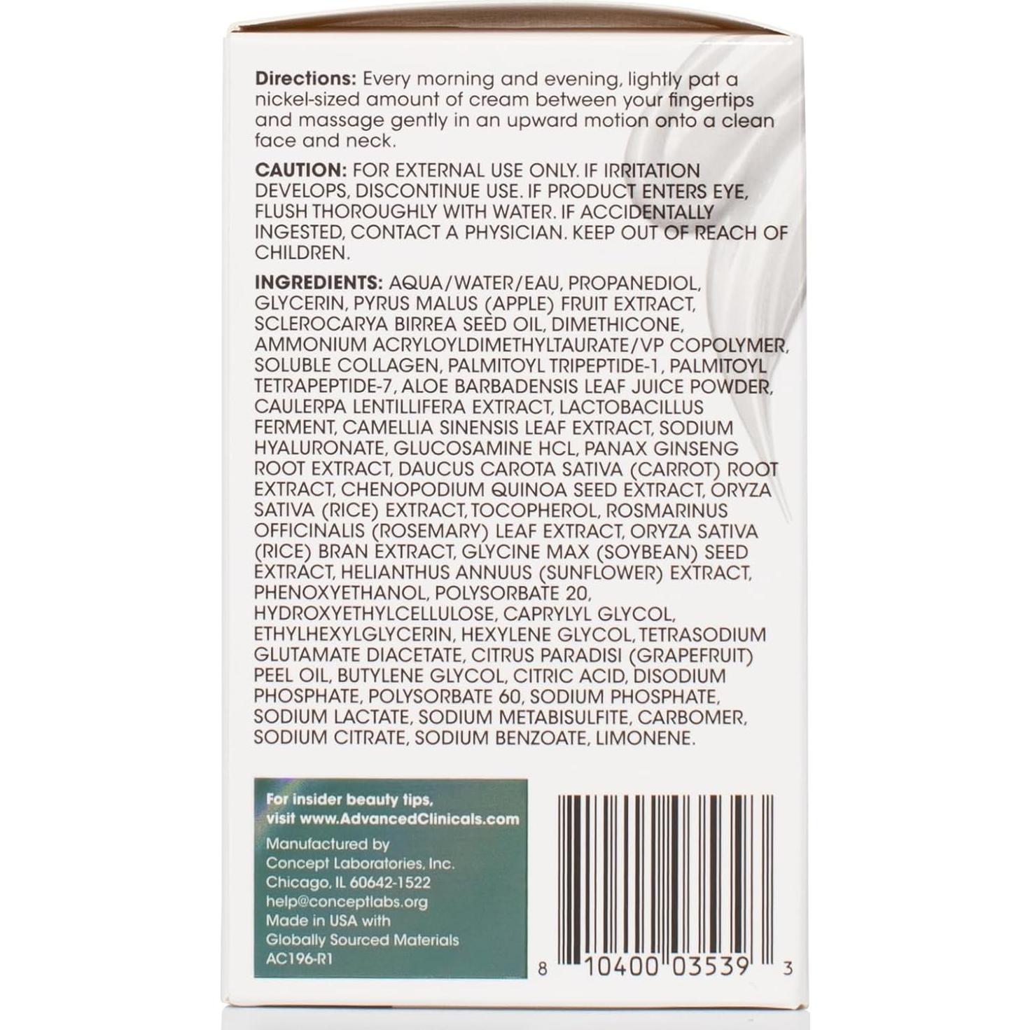 Gel-Crema Facial Hidratante Advanced Clinicals 59 ml Colágeno