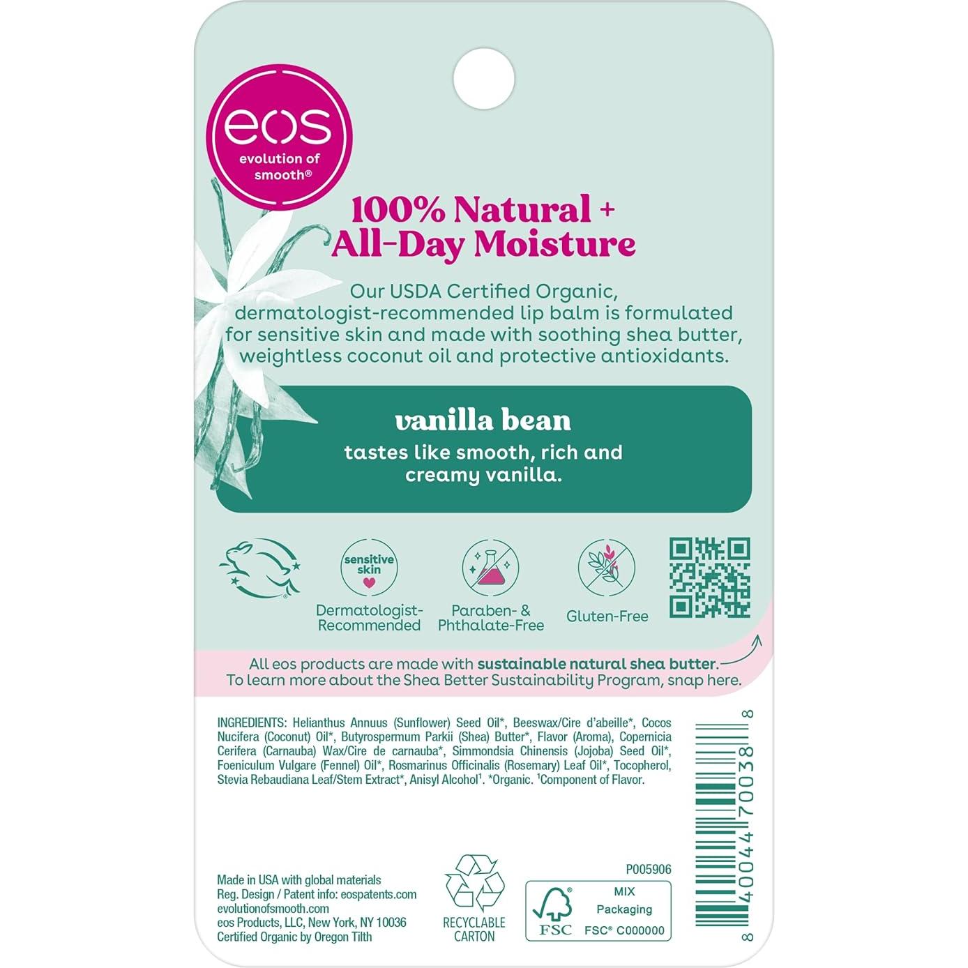 Bálsamo Labial Natural eos Vainilla 7.1 g - Hidratación Todo el Día