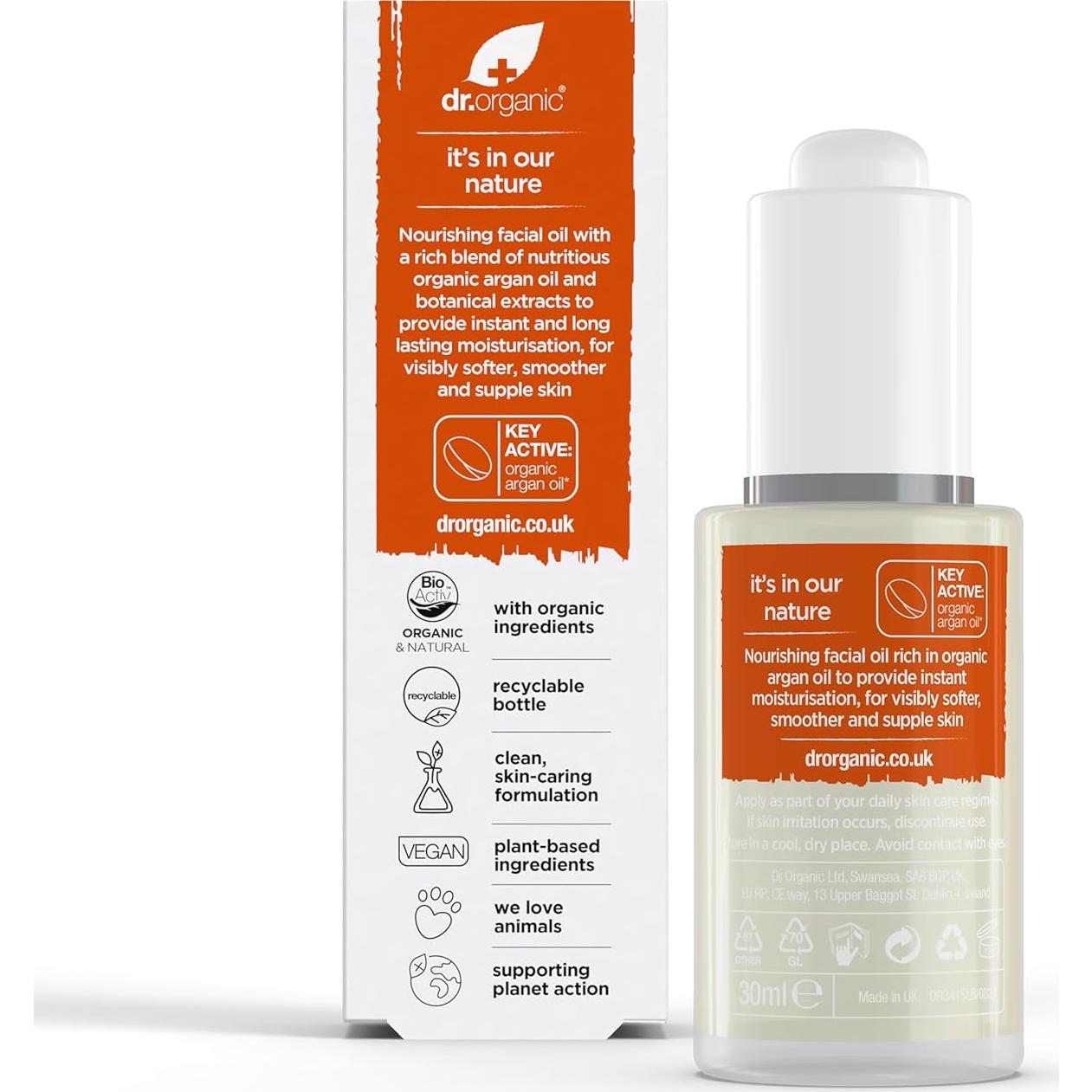 Aceite Facial Orgánico Dr. Organic 30 mL - Hidratante Anti-Envejecimiento