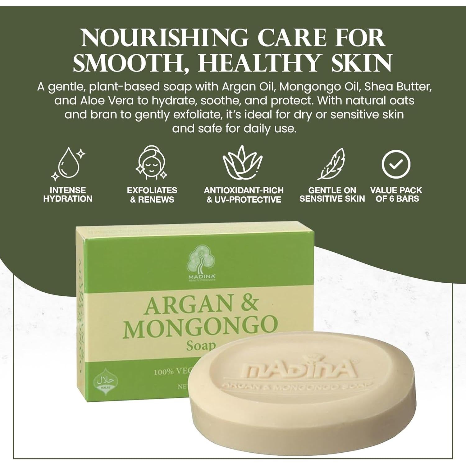 Jabón Hidratante Madina con Argan y Mongongo - 6 Piezas