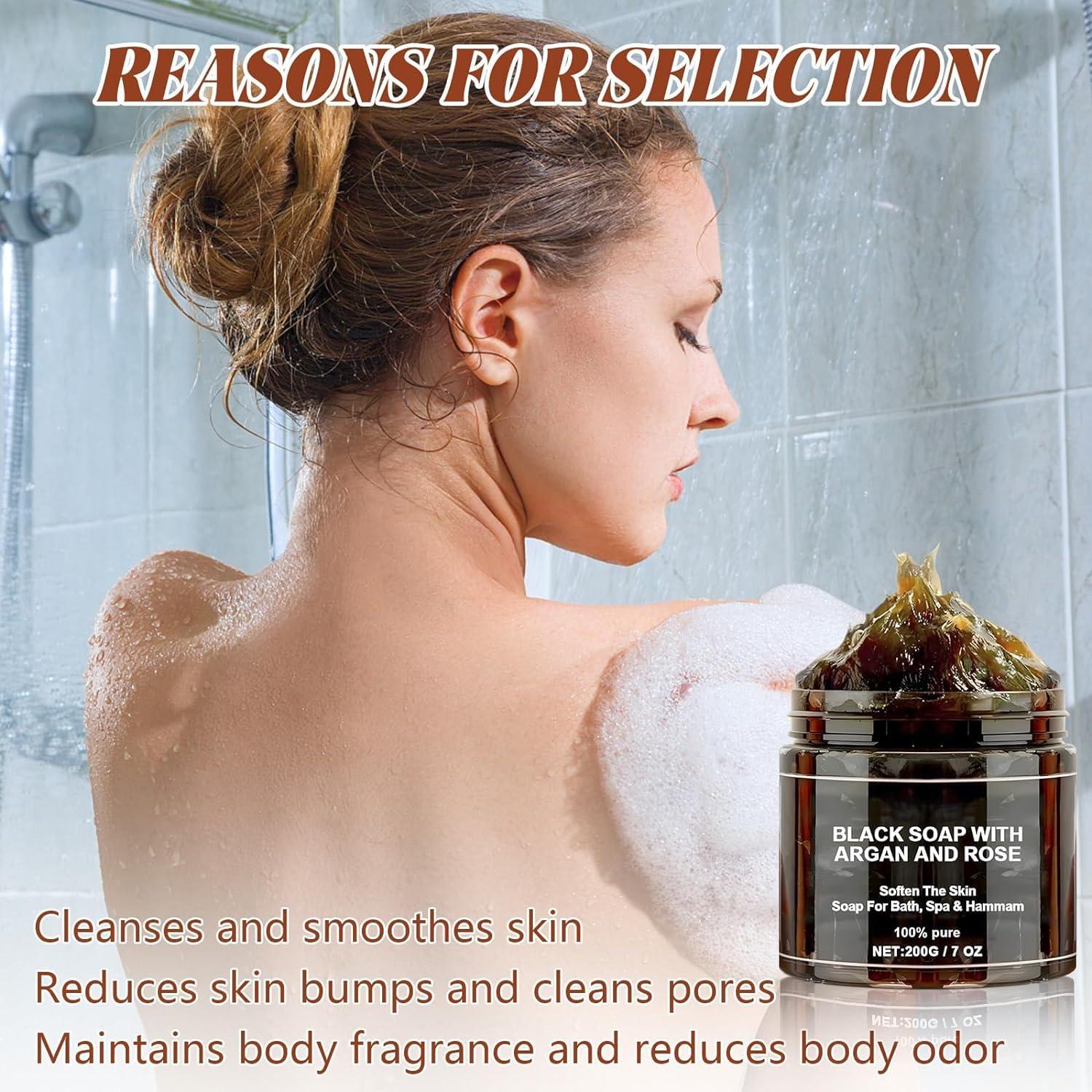 Jabón Negro Beldi Zawina Marruecos 200g con Argán y Rosa