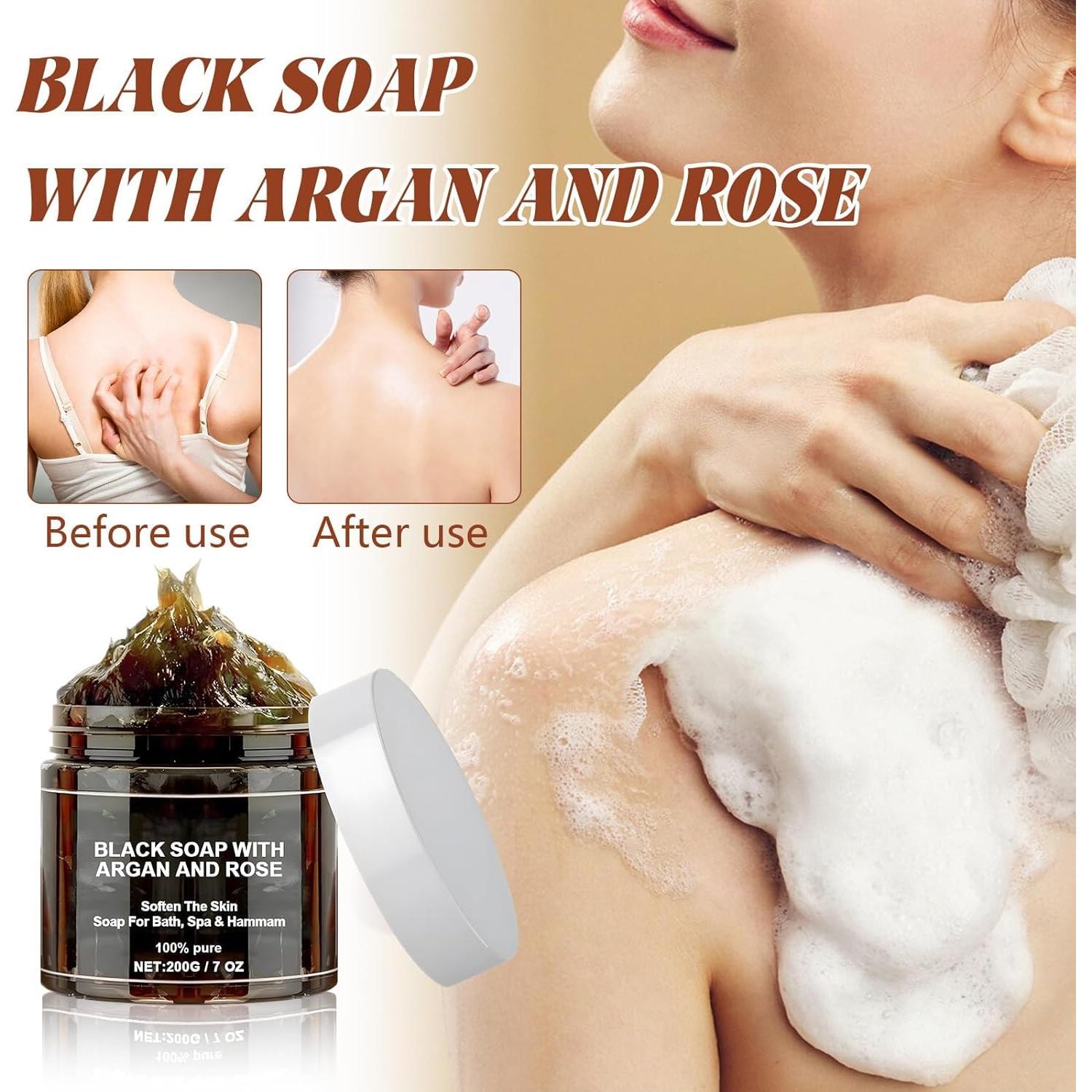 Jabón Negro Beldi Zawina Marruecos 200g con Argán y Rosa