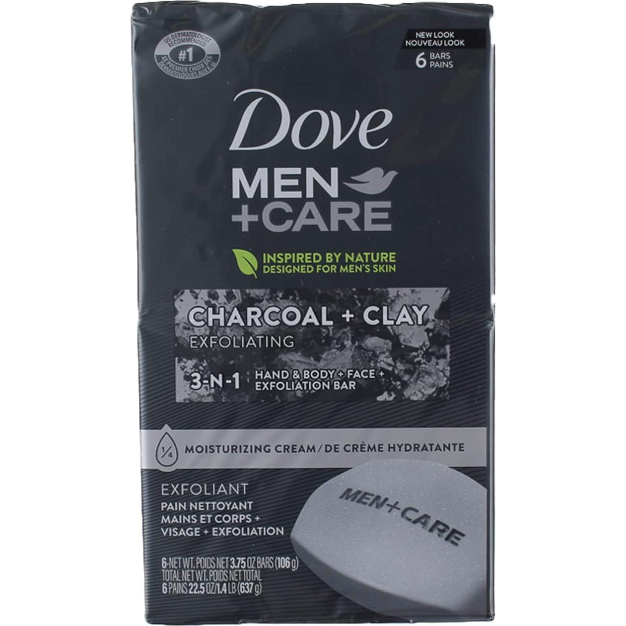 Jabón en Barra Dove para Hombres Carbón + Arcilla 6 Pzas