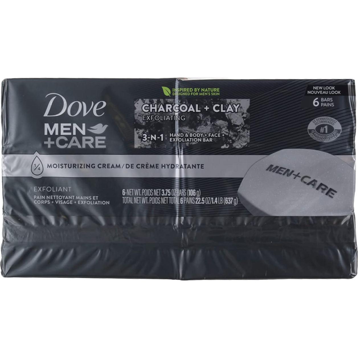 Jabón en Barra Dove para Hombres Carbón + Arcilla 6 Pzas