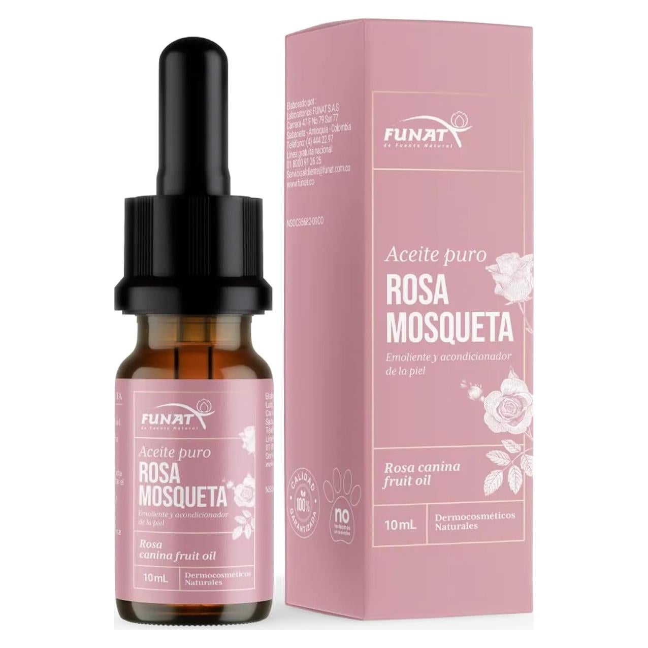 Aceite de Rosa Mosqueta Puro Funat 8.8 mL Hidratante Facial
