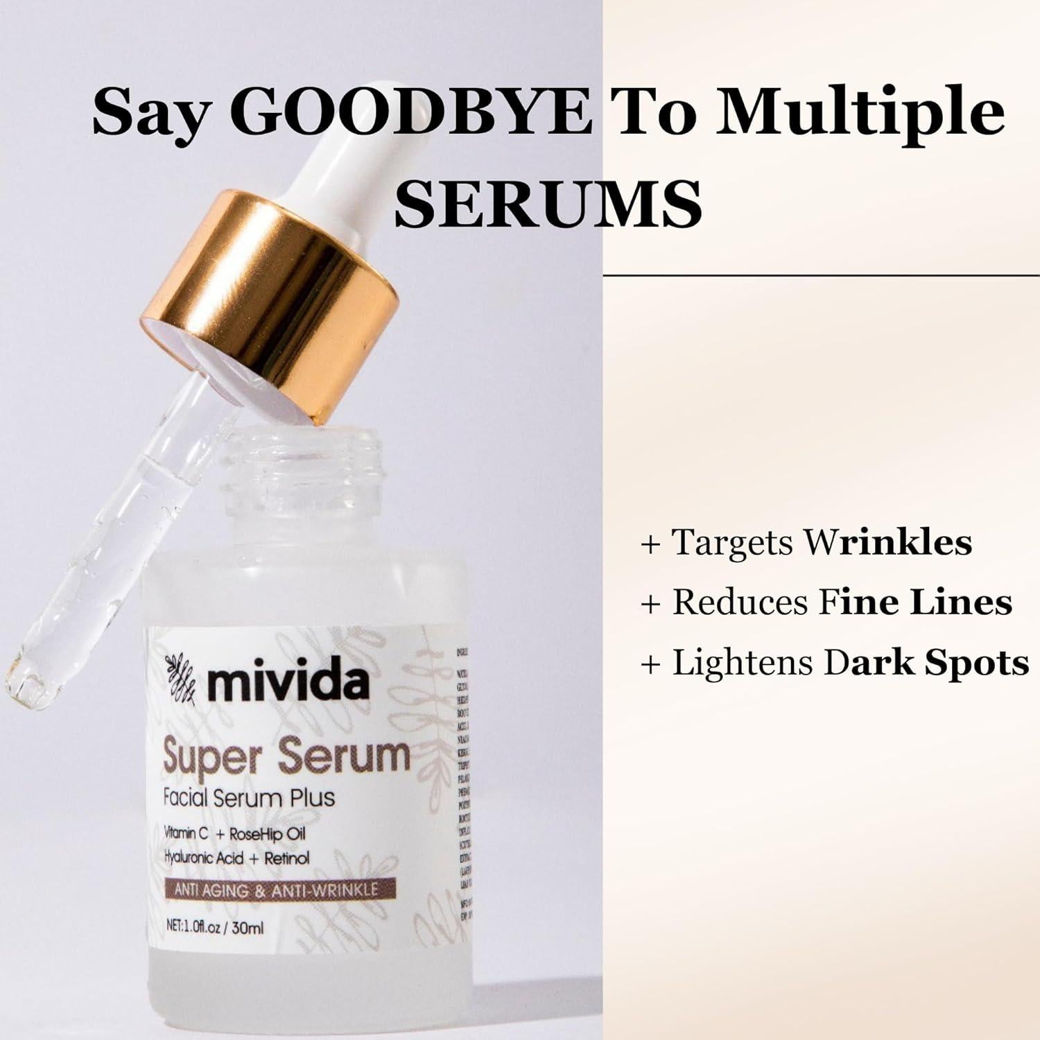 Suero Facial Antienvejecimiento mivida 30ml con Retinol y Vitamina C