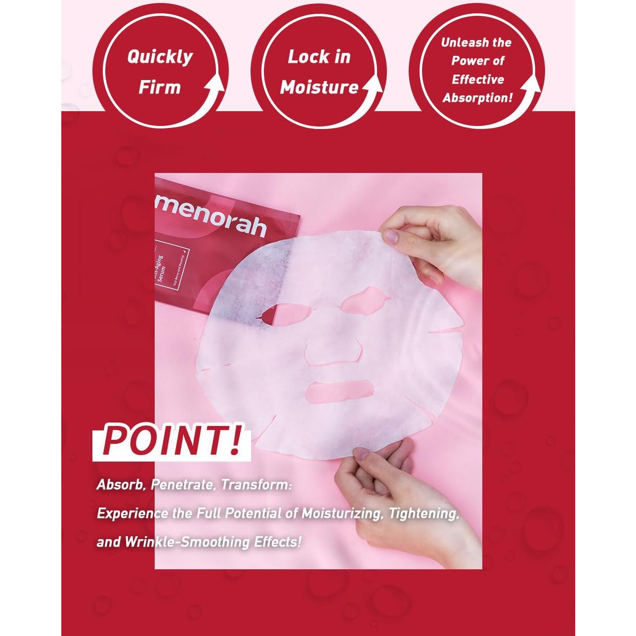 Mascarillas de Tela Menorah Skincare Anti-Envejecimiento - 4 Unidades