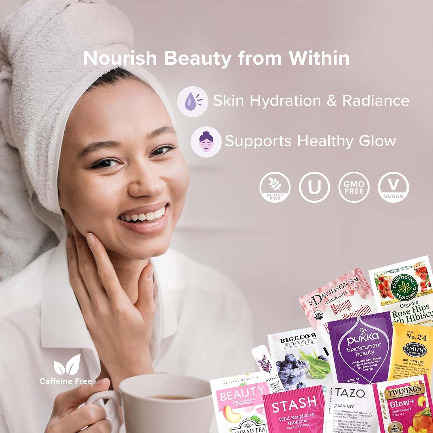 Muestra de Té Herbal Skin Glow Sippingly - 40 Bolsitas, 10 Sabores