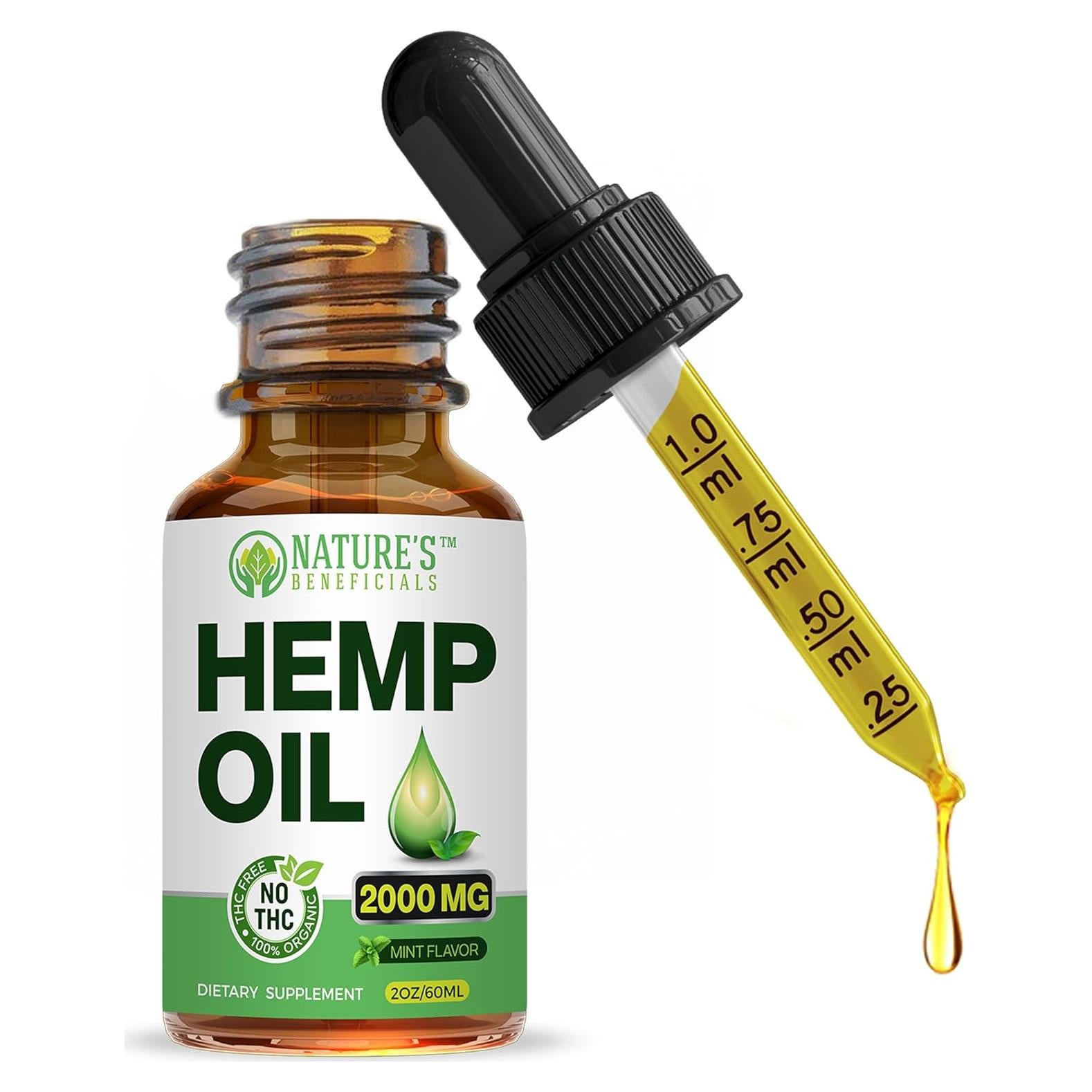 Extracto de aceite de cáñamo orgánico Nature's Beneficials 2000mg