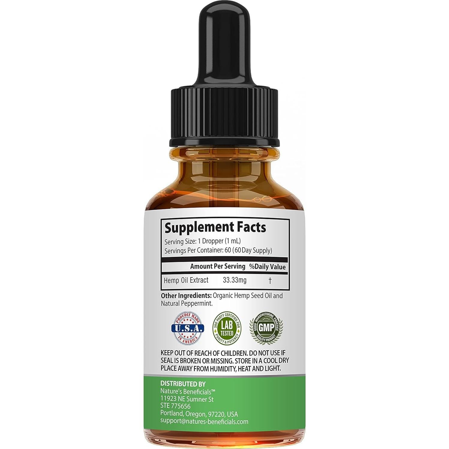 Extracto de aceite de cáñamo orgánico Nature's Beneficials 2000mg