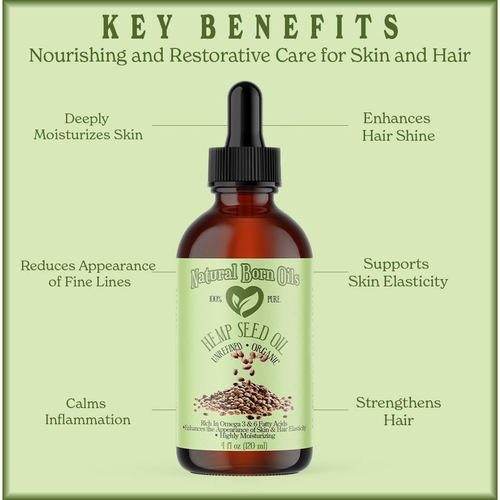 Aceite de Semilla de Cañamo Natural Born Oils 60ml Orgánico Prensado en Frío