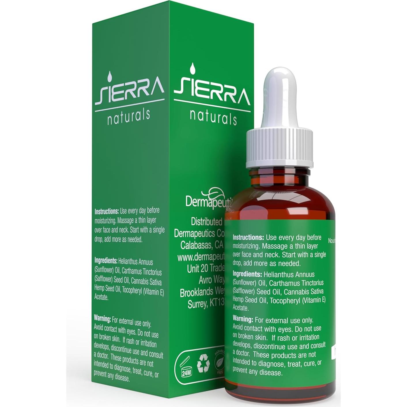 Suero Facial Aceite de Semilla de Cáñamo Sierra Naturals 29.57ml