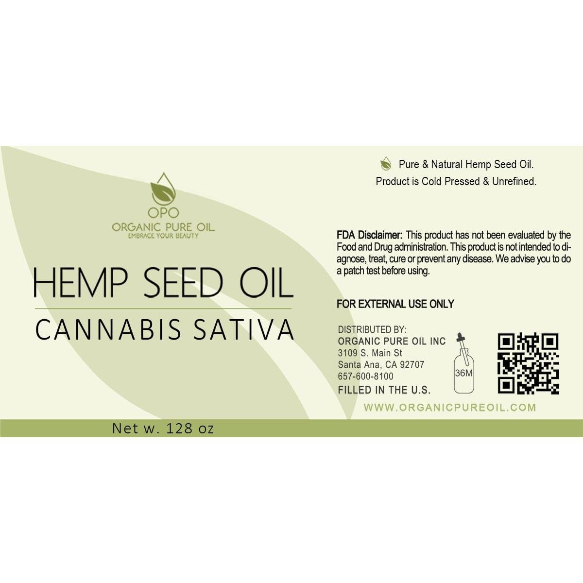 Aceite de Semilla de Cañamo Organic Pure Oil 3.78L Prensado en Frío