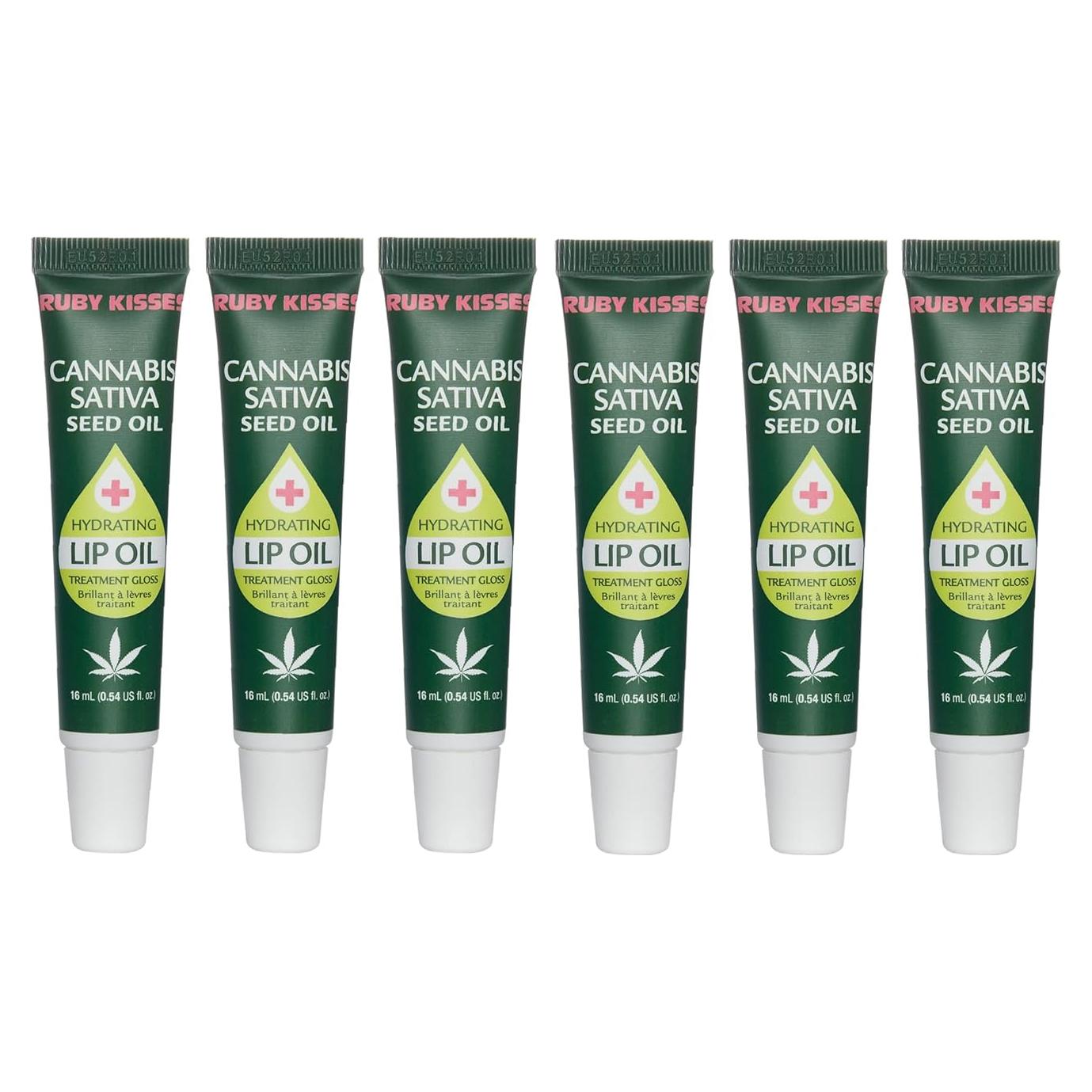 Aceite Hidratante para Labios Ruby Kisses 6 Paquetes Cannabis Sativa