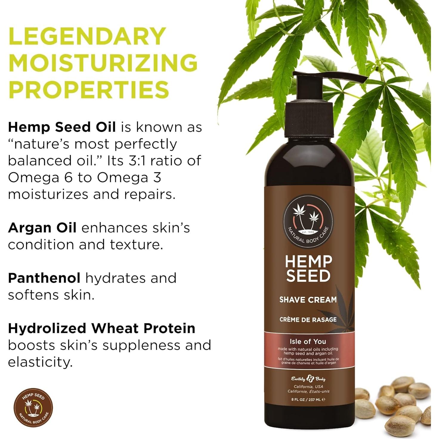 Crema de Afeitar Vegana Isla de Ti - 227 g - Semilla de Cáñamo