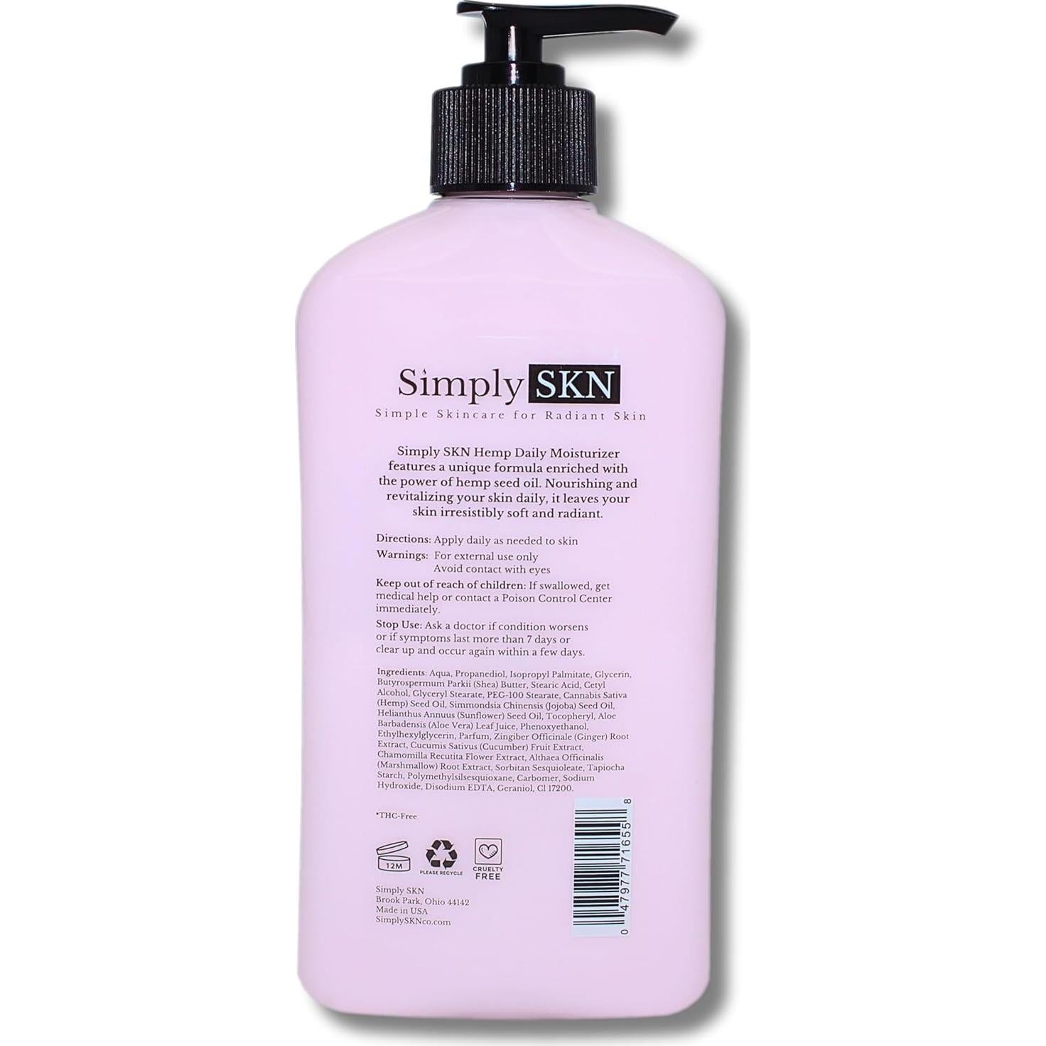 Loción Corporal Hidratante Simply SKN de Cañamo 500ml Aroma Granada