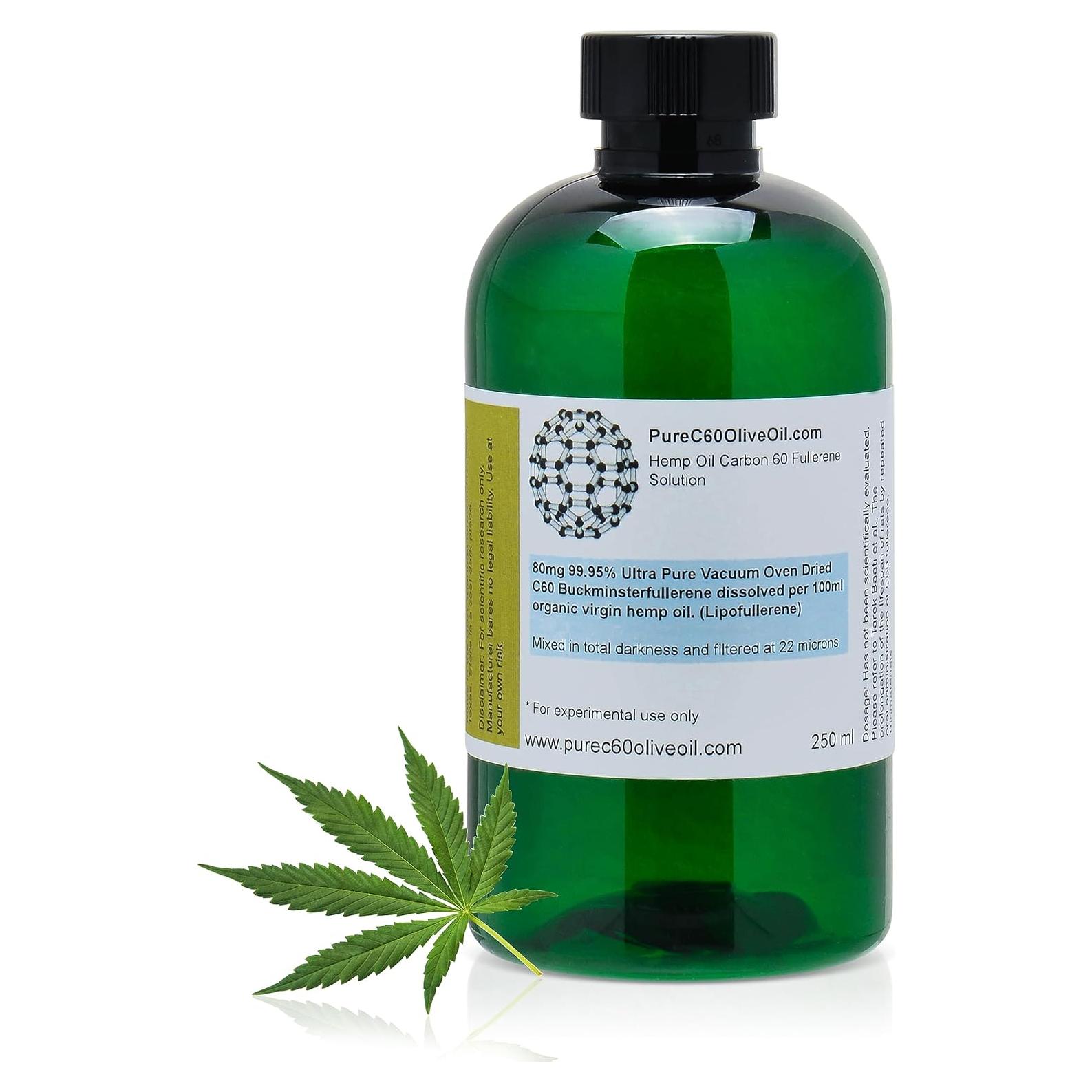 Aceite de Semilla de Cáñamo Orgánico PureC60 250ml - Carbono 60 Grado Alimenticio