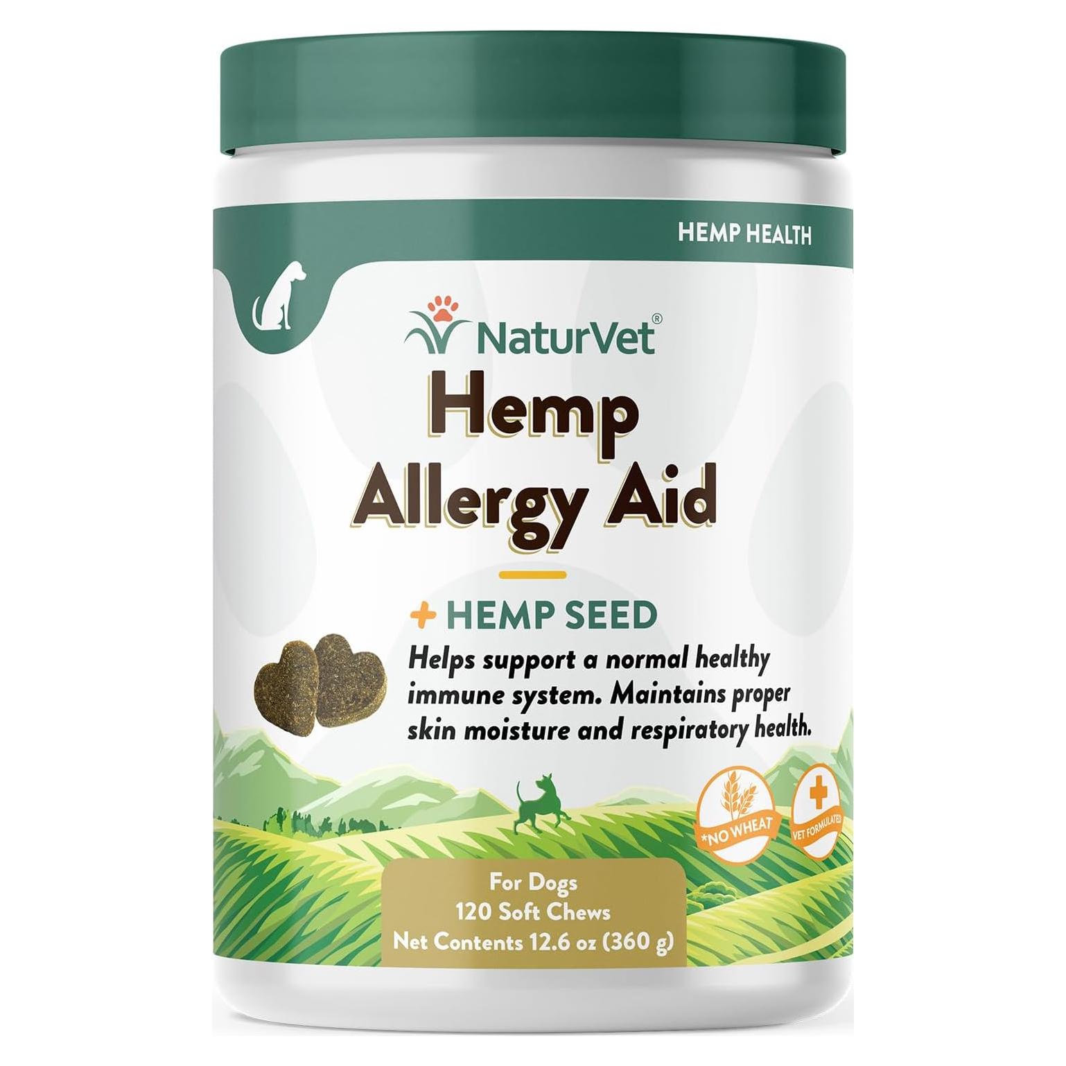 Suplemento NaturVet Hemp Allergy Aid para Perros 120 Masticables