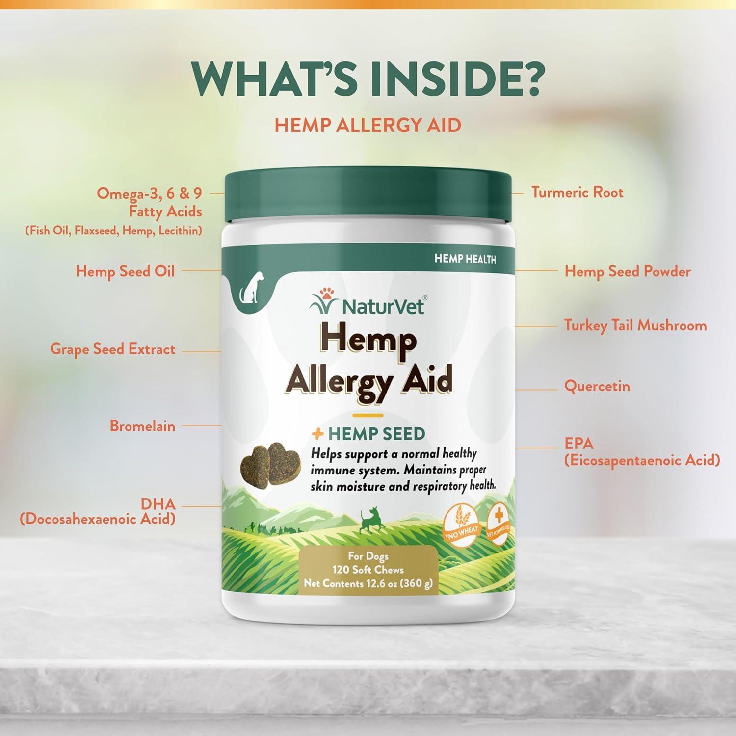 Suplemento NaturVet Hemp Allergy Aid para Perros 120 Masticables