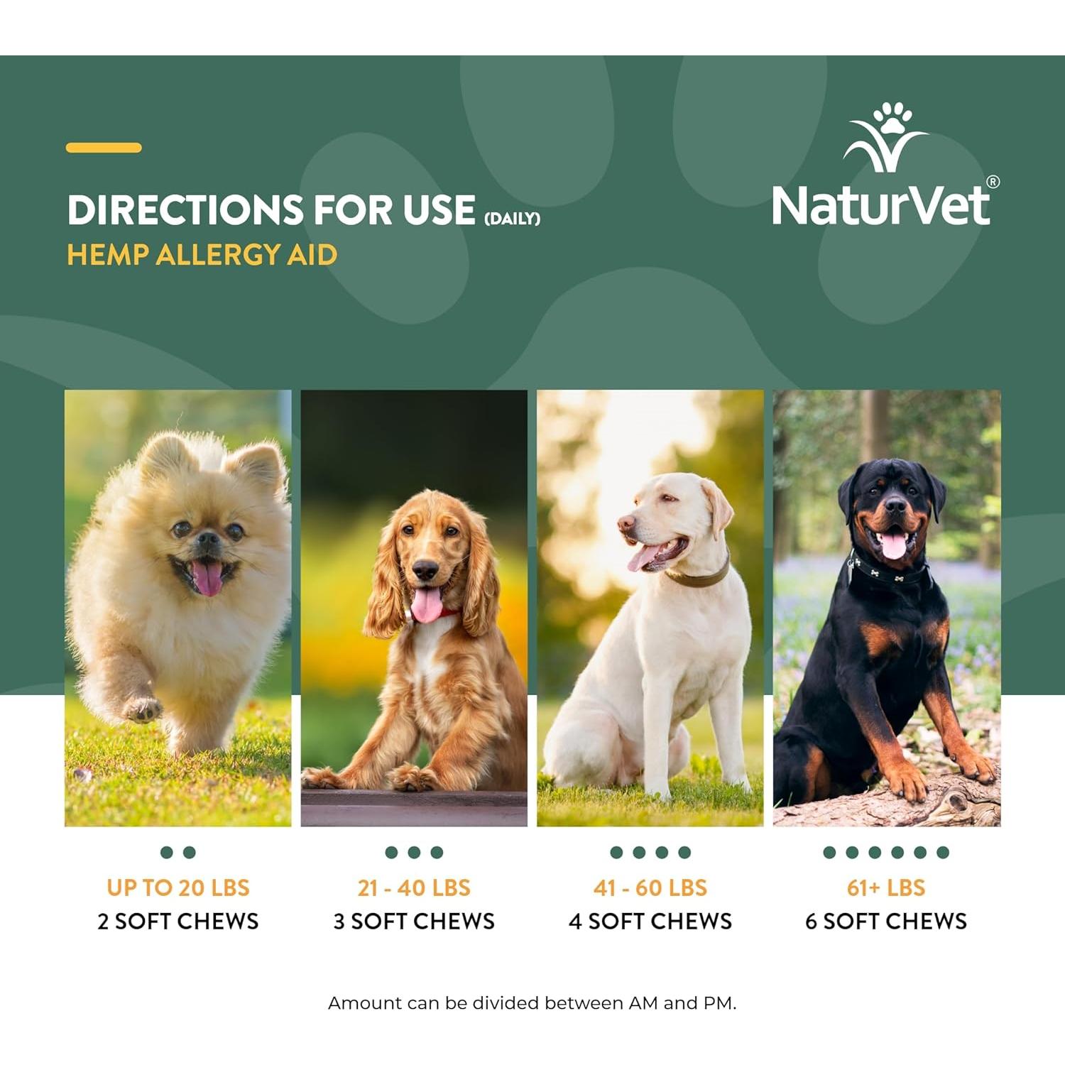 Suplemento NaturVet Hemp Allergy Aid para Perros 120 Masticables