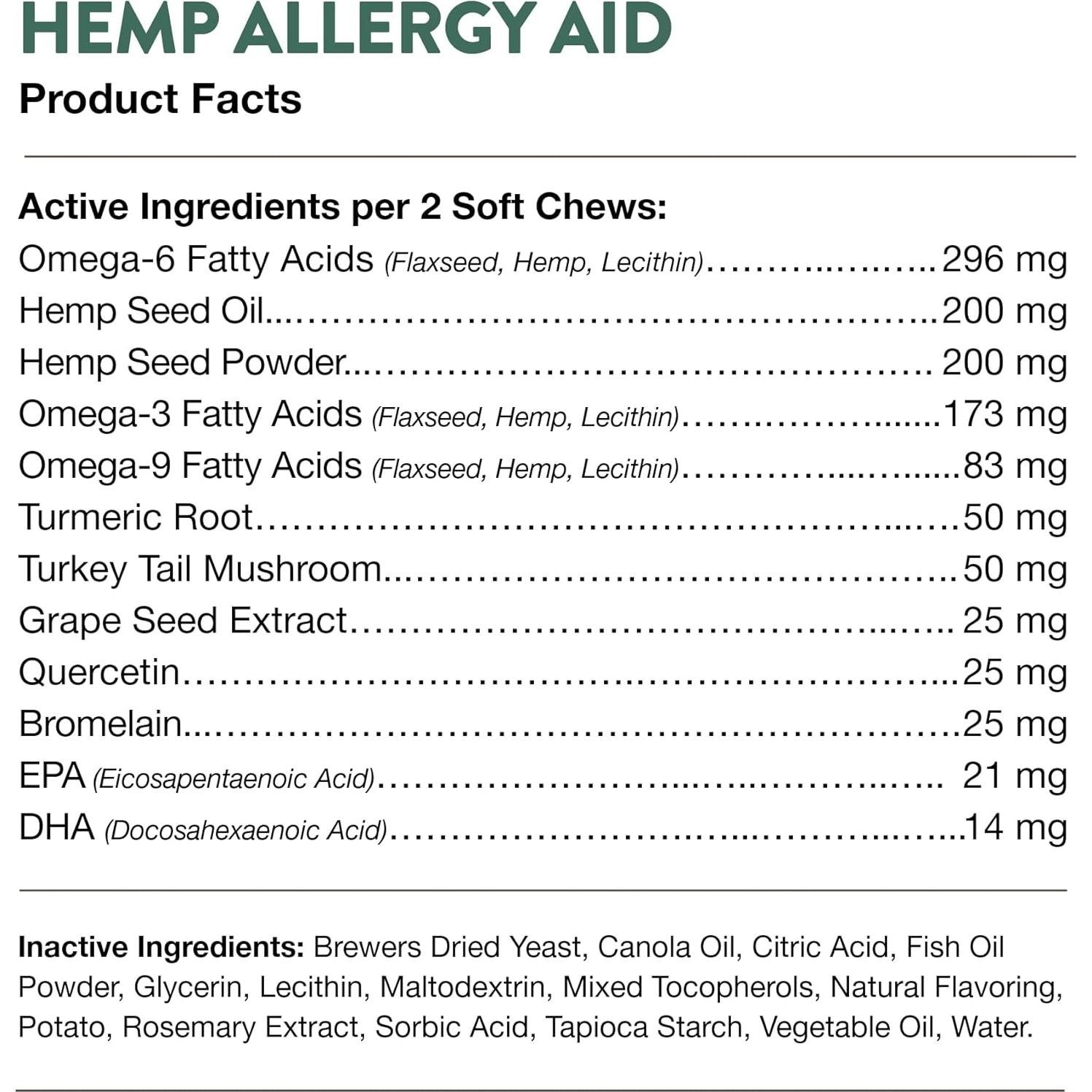 Suplemento NaturVet Hemp Allergy Aid para Perros 120 Masticables
