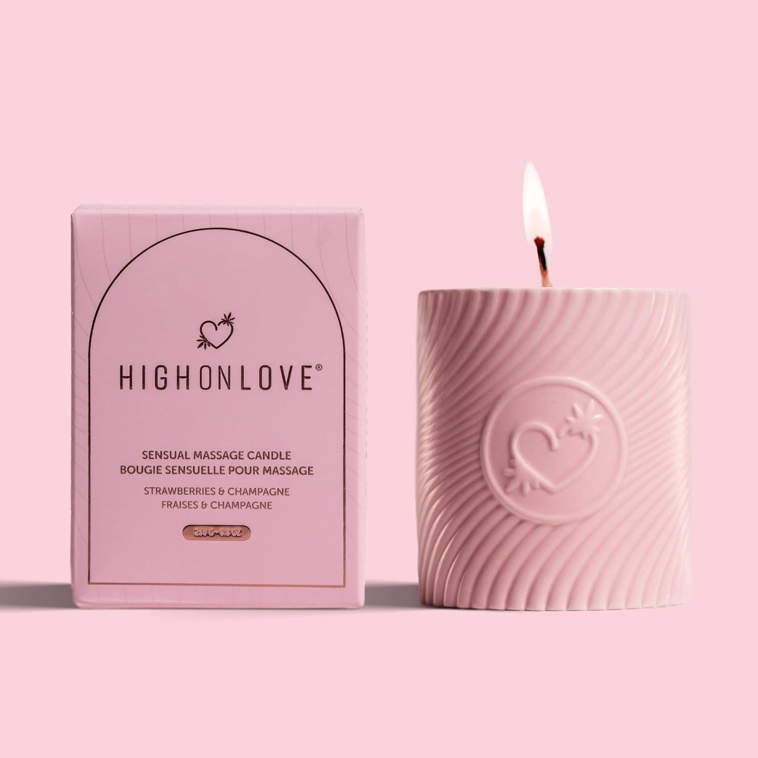 Vela de Aceite Corporal HighOnLove - Fresas y Champán 250g