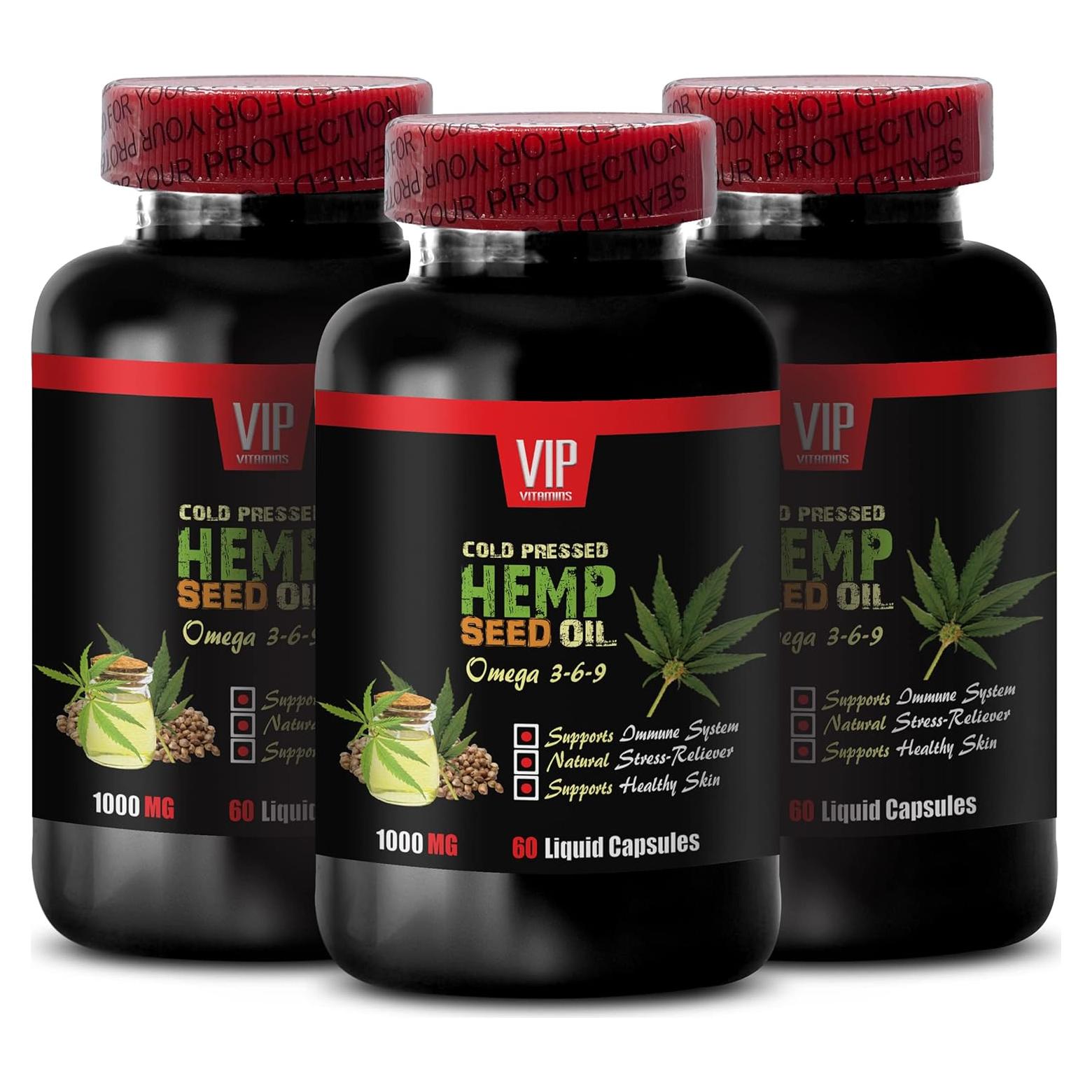 Cápsulas de Aceite de Semilla de Cáñamo VIP VITAMINS 1400mg - 180 Unidades