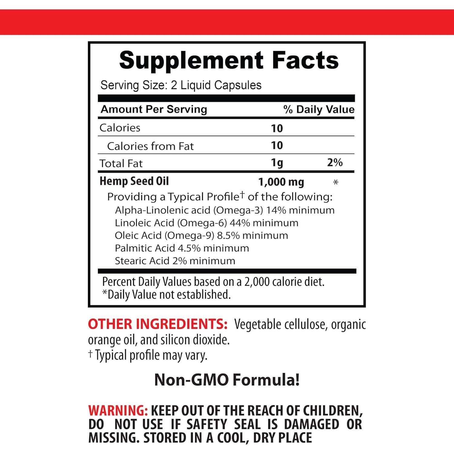 Cápsulas de Aceite de Semilla de Cáñamo VIP VITAMINS 1400mg - 180 Unidades