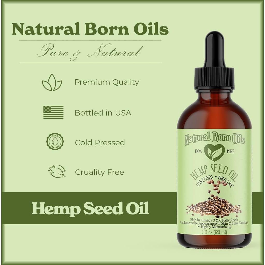 Aceite de Semilla de Cáñamo Natural Born Oils 113g Orgánico Prensado en Frío
